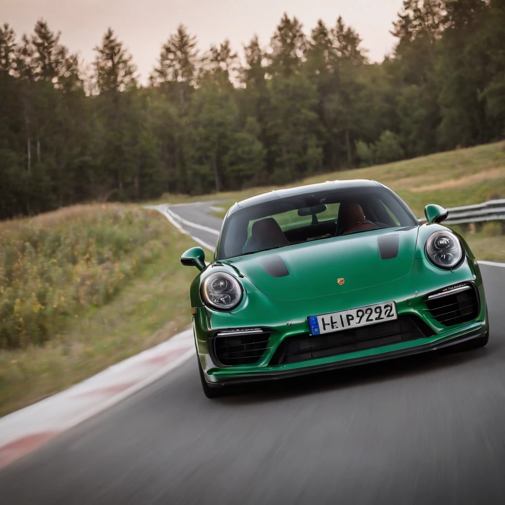 Sport Porsche 911 turbo s, ((green)), intense colors