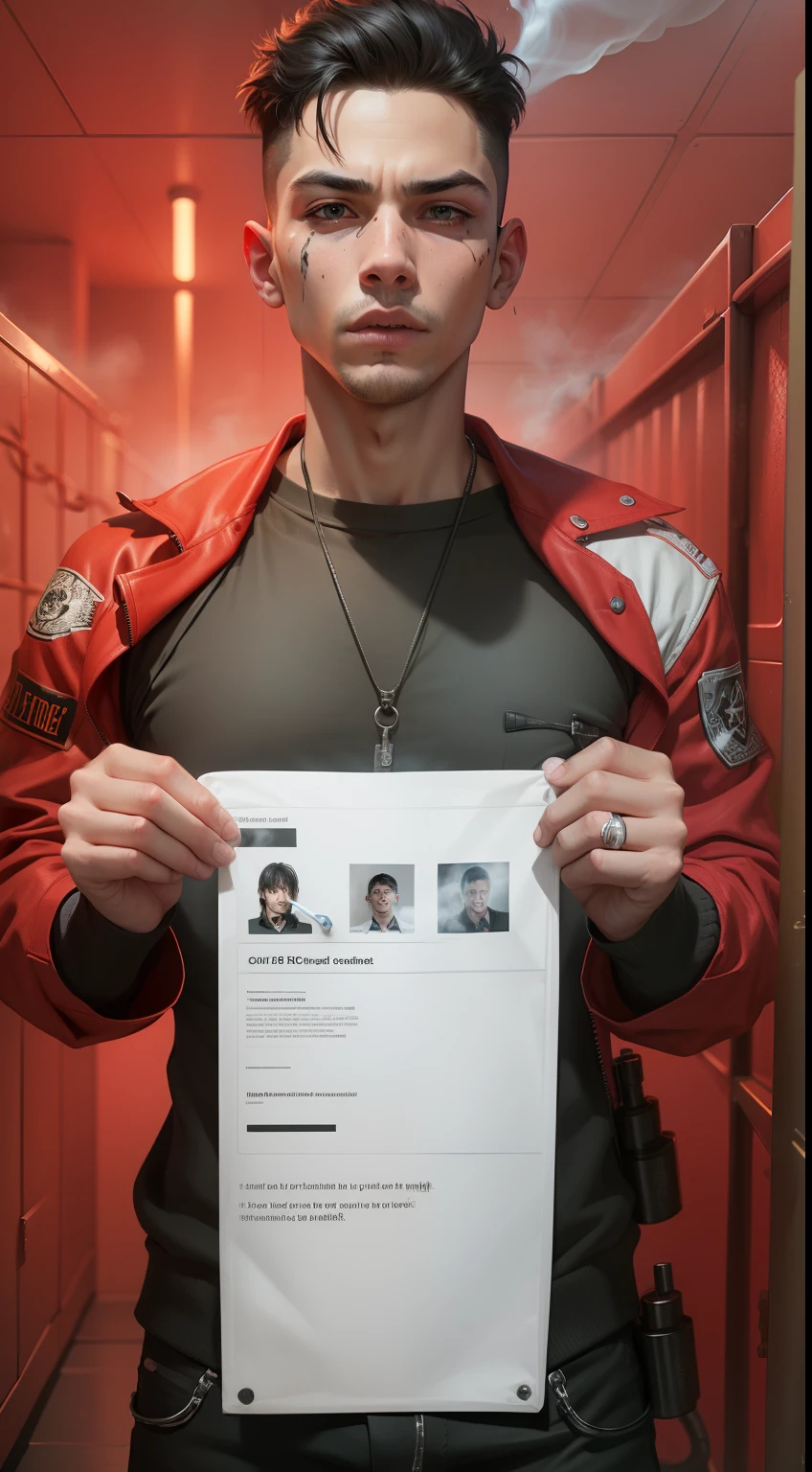 1 boy, realistic, criminal, prisoner, smoke, badass, cool, intimidation