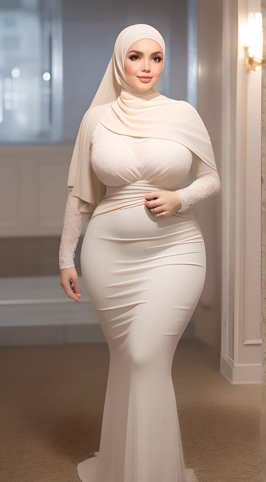 (NSFW,highres:1.2),1 girl,perfect body shape, slim waist, curvy hourglass figure, full body picture, skinny waist and thick hips,full body view,lifting her shirt,showing her boobs,wearing a hijab,beautiful detailed eyes,long eyelashes,natural makeup,soft smile,vivid colors,studio lighting,physically-based rendering,digital artwork,bokeh