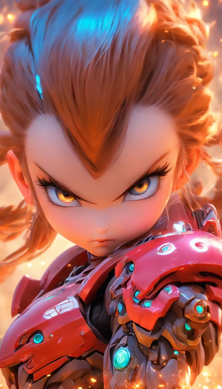China-style,Q version of the sci-fi baby girl warrior,Cute and cute,StarCraft warrior armor,Huge guns,opening fire,Towards me,Wasteland,Full body like,Smudge,Meticulous portrayal,depth of fields,8K,A high resolution,tmasterpiece,Beautiful wallpapers,high qulity,high detal,s the perfect face,oc rendered,blur backgroun