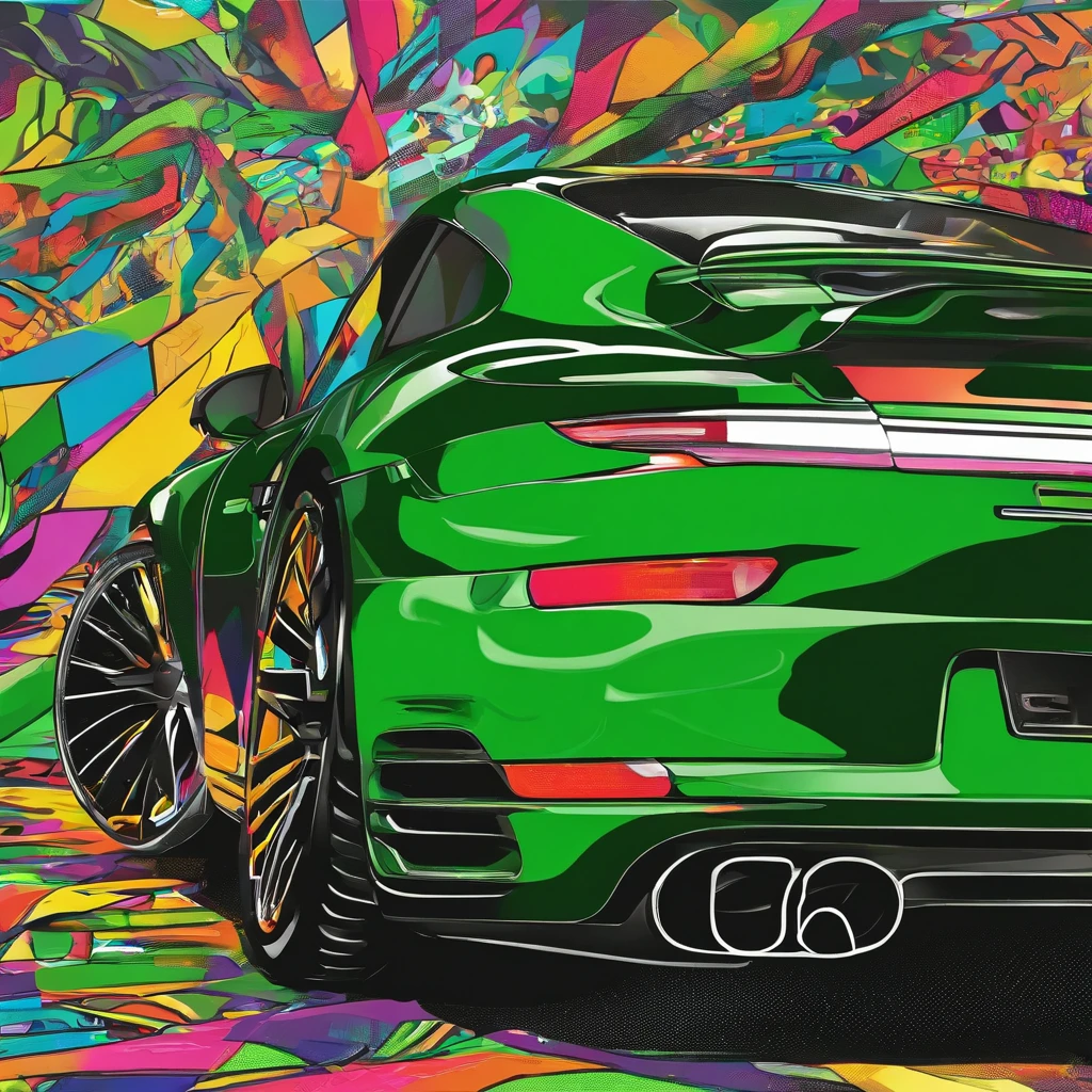 Sport Porsche 911 turbo s, ((green)), intense colors