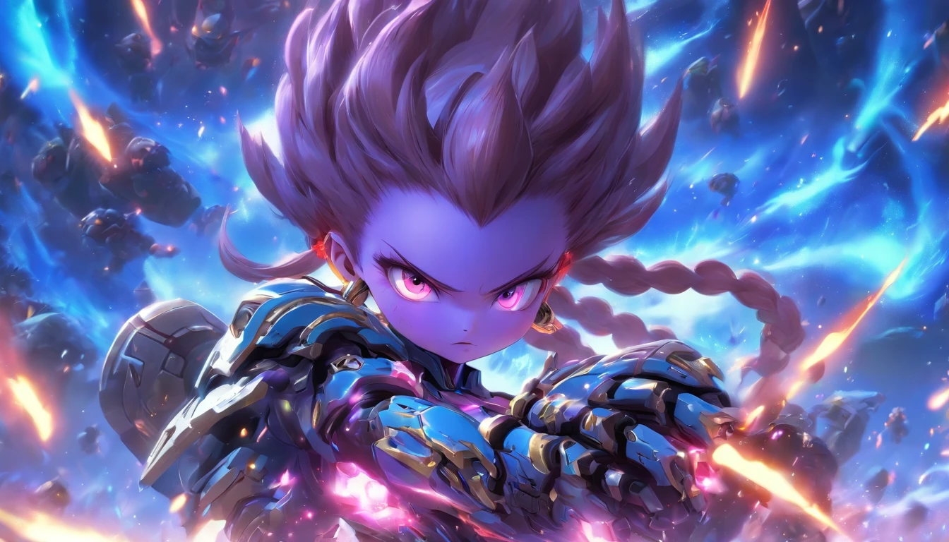 China-style,Q version of the sci-fi baby girl warrior,Cute and cute,StarCraft warrior armor,Huge guns,opening fire,Towards me,Wasteland,Full body like,Smudge,Meticulous portrayal,depth of fields,8K,A high resolution,tmasterpiece,Beautiful wallpapers,high qulity,high detal,s the perfect face,oc rendered,blur backgroun