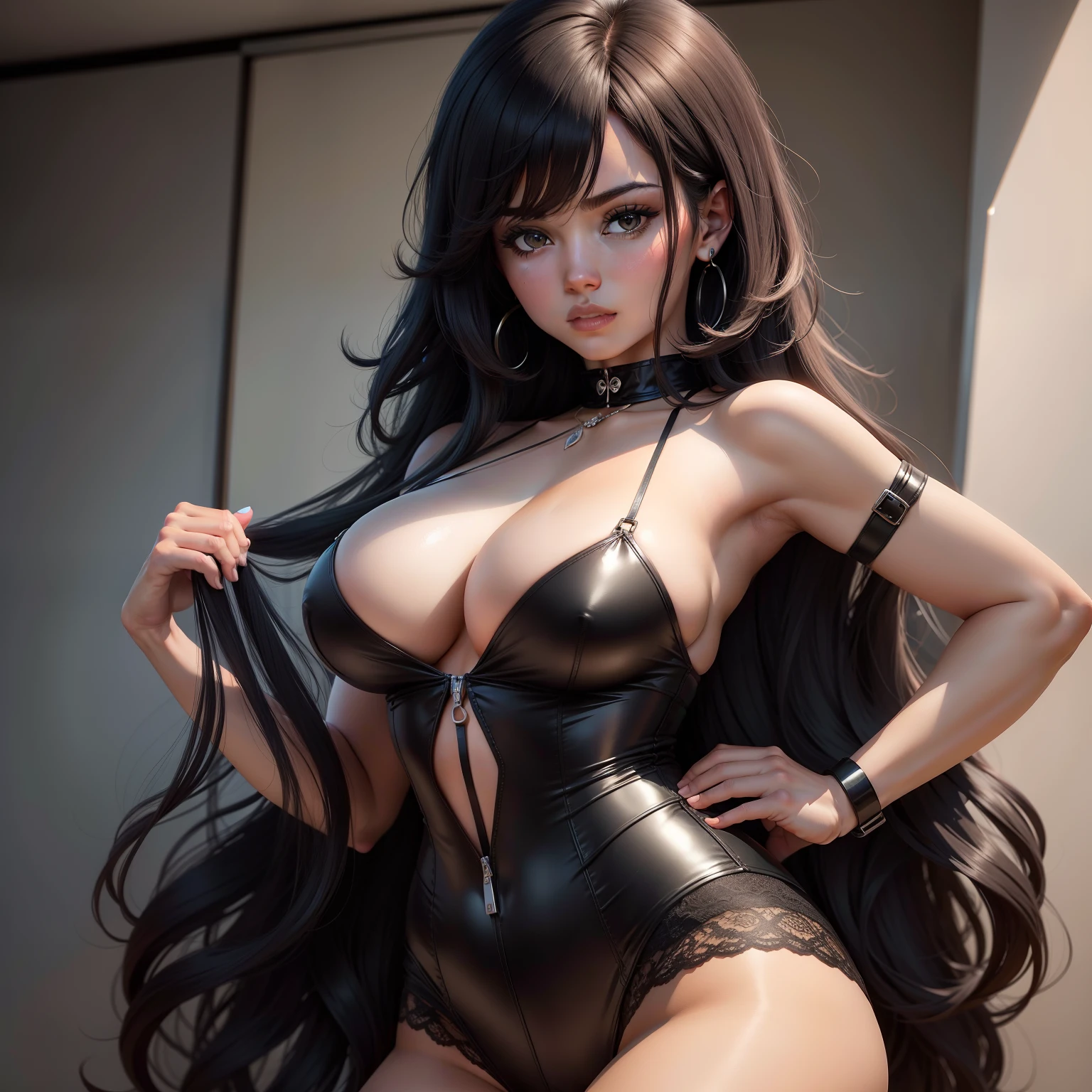 Garoto afeminado fofo sexy usando roupas femininas chamativas com um cabelo preto curto ultrarrealista foto 8k hd