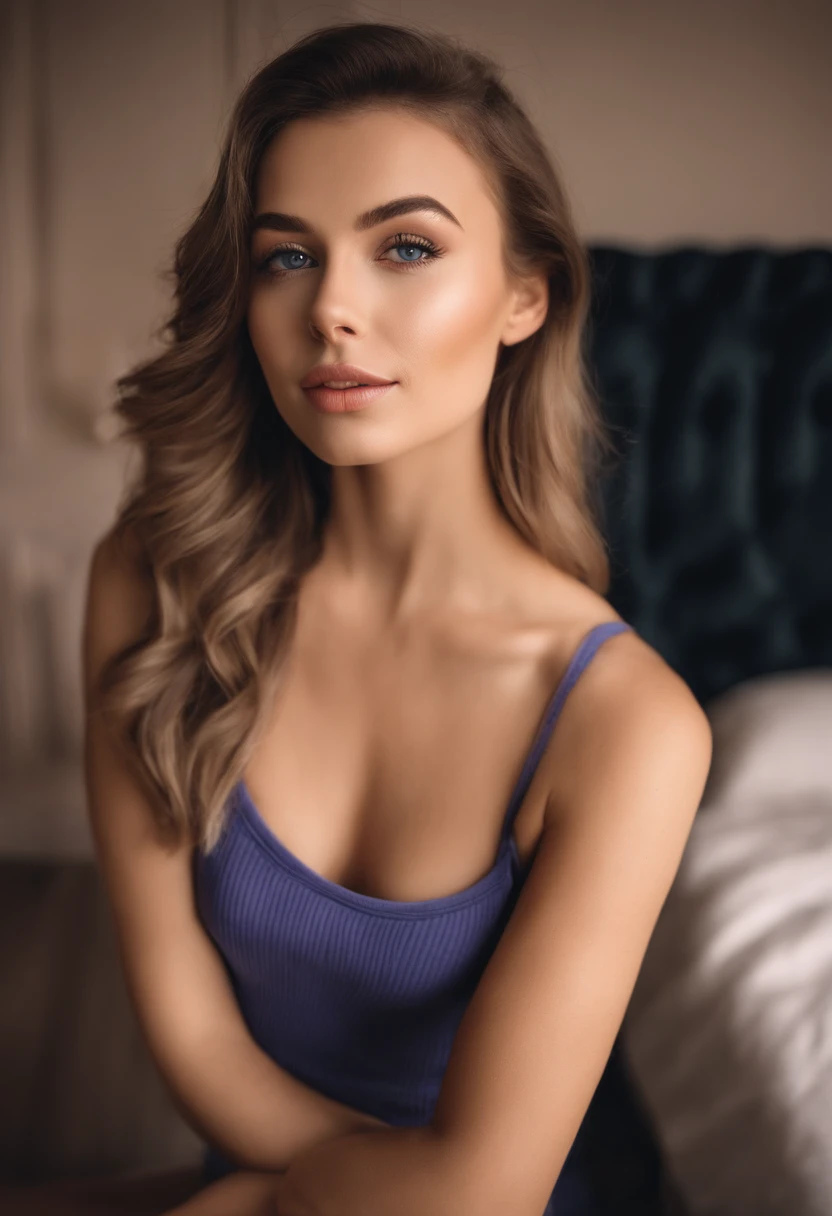 woman with matching tank top and panties, fille sexy aux yeux bleus, Portrait Sophie Mudd, Portrait de Corinna Kopf, cheveux blonds et grands yeux, selfie of a young woman, Les yeux dans la chambre, Violet Myers, ohne Maquillage, maquillage naturel, Look directly into the camera, Visage avec Artgram, dezentes Maquillage, Superbe photo du corps entier, dans la chambre, Fission
