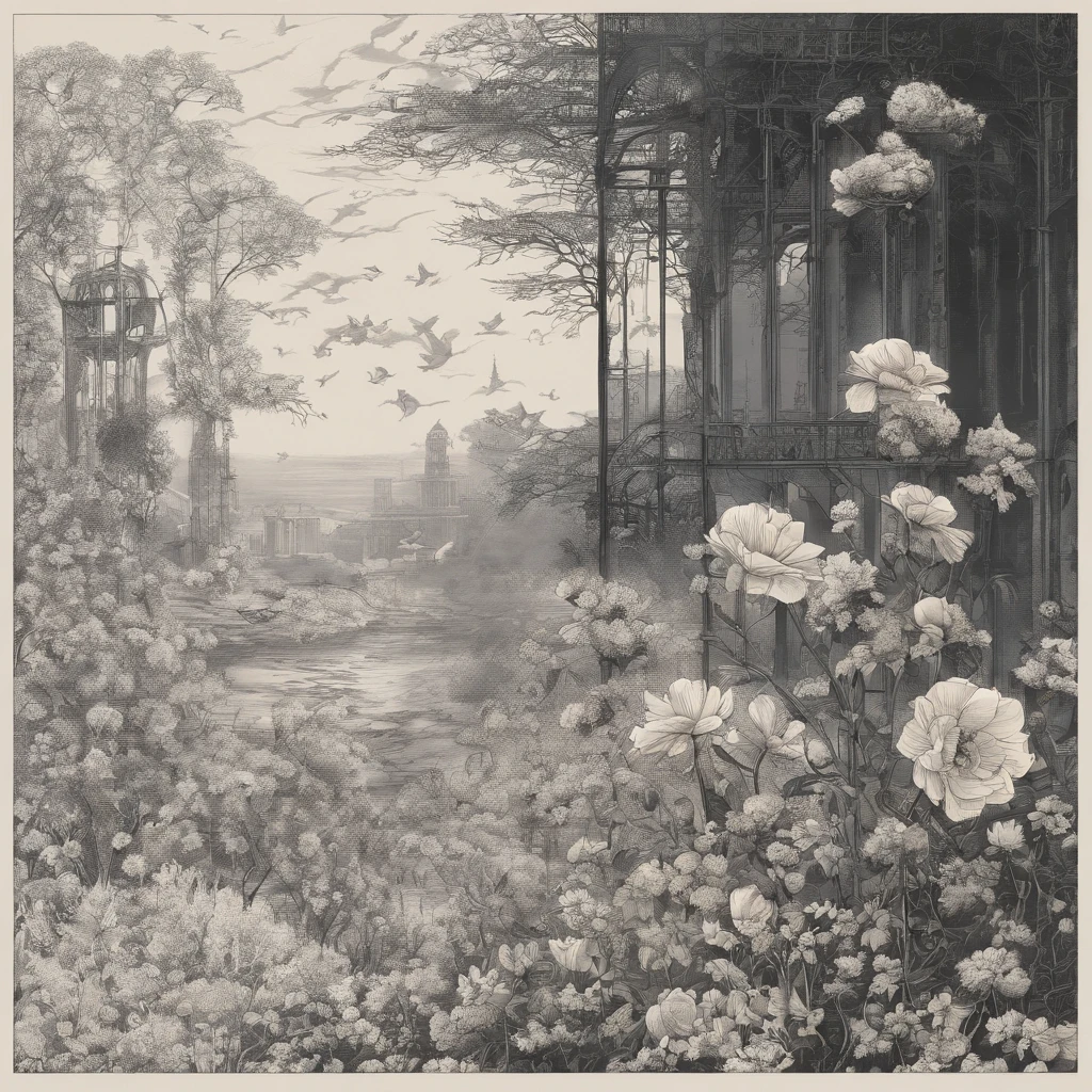 Flowers take flight, landing gently in dreams. The spring sentiments in operas have waned, masterpiece, best quality