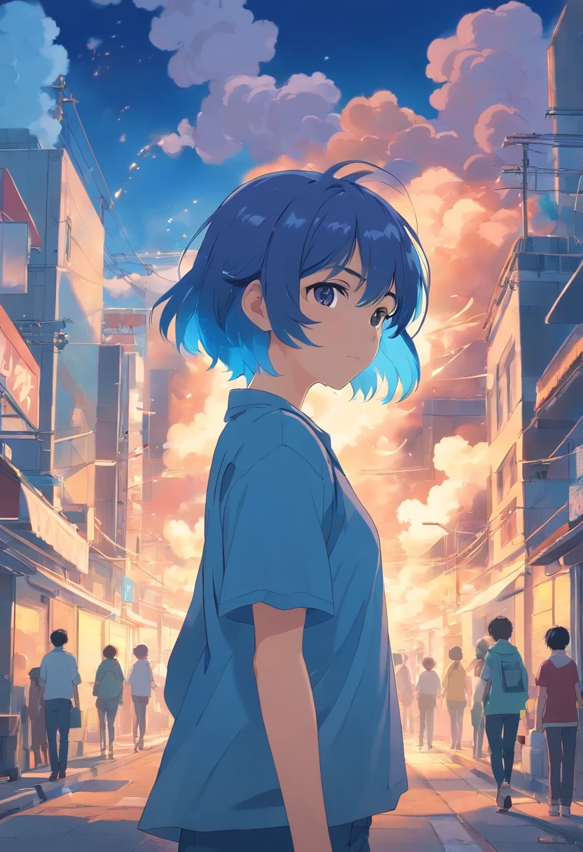 Smoke, Smoke, Blue hair, Retina, Masterpiece, beste-Qualit