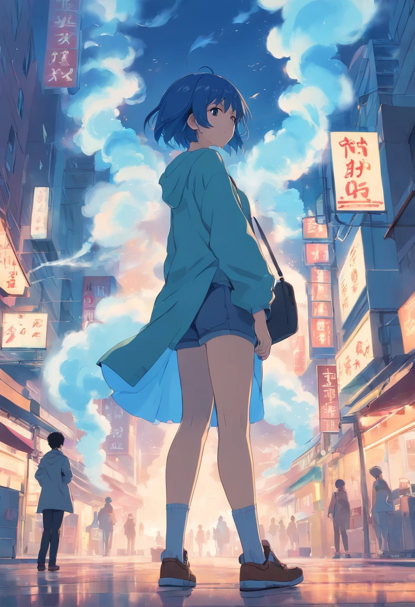 Smoke, Smoke, Blue hair, Retina, Masterpiece, beste-Qualit