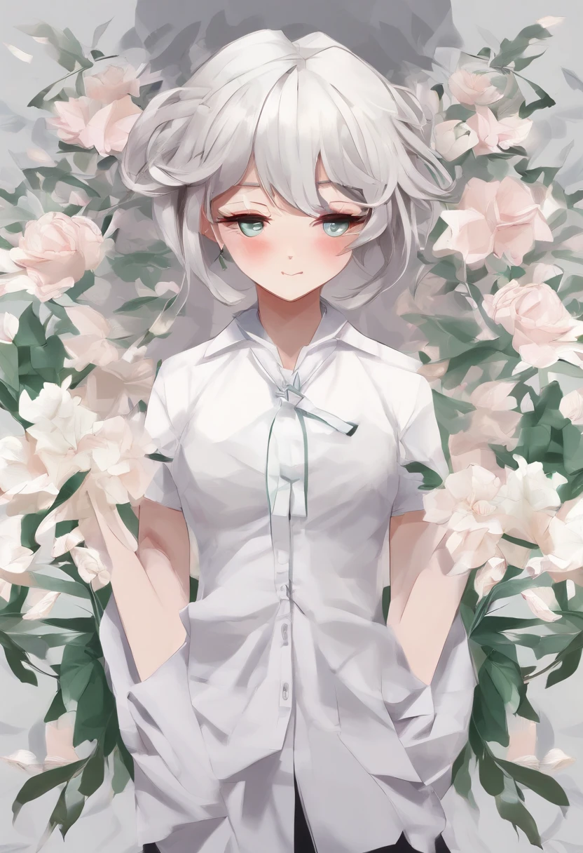Anime girl with flowers and white shirt in her hair, a beautiful anime portrait, Yandere, portrait anime girl, detailed portrait of an anime girl, Portrait of an anime girl, Anime style portrait, anime portrait, Guviz, Detailed digital anime art, Anime girl portrait, portrait of an anime girl, drawn in anime painter studio, Yandere. Tall