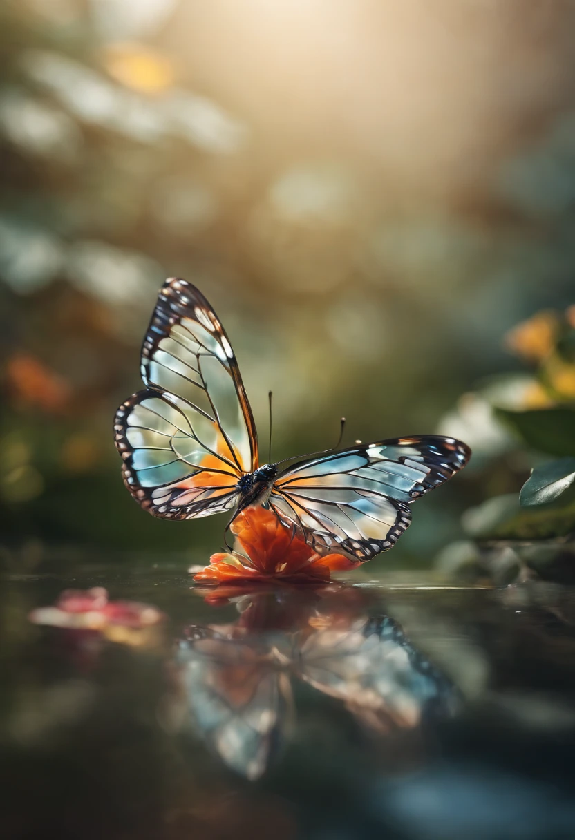 In the style of illustration，butterflys，transparent marble butterfly, Transparent wings, Translucent wings, harmony of butterfly, Butterfly wings，transparent marble butterfly, Transparent wings, Translucent wings, harmony of butterfly, Butterfly wings，desenho