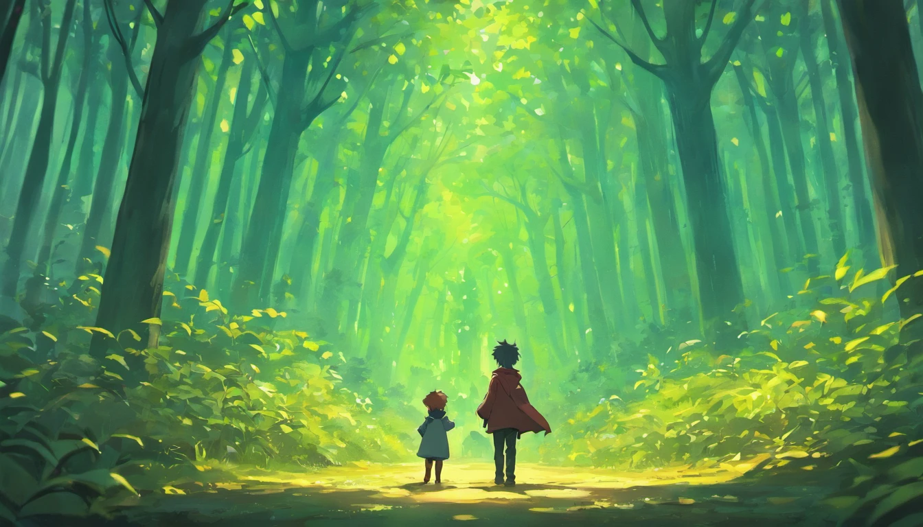 6 boy, magical forest, meets kind wolf,