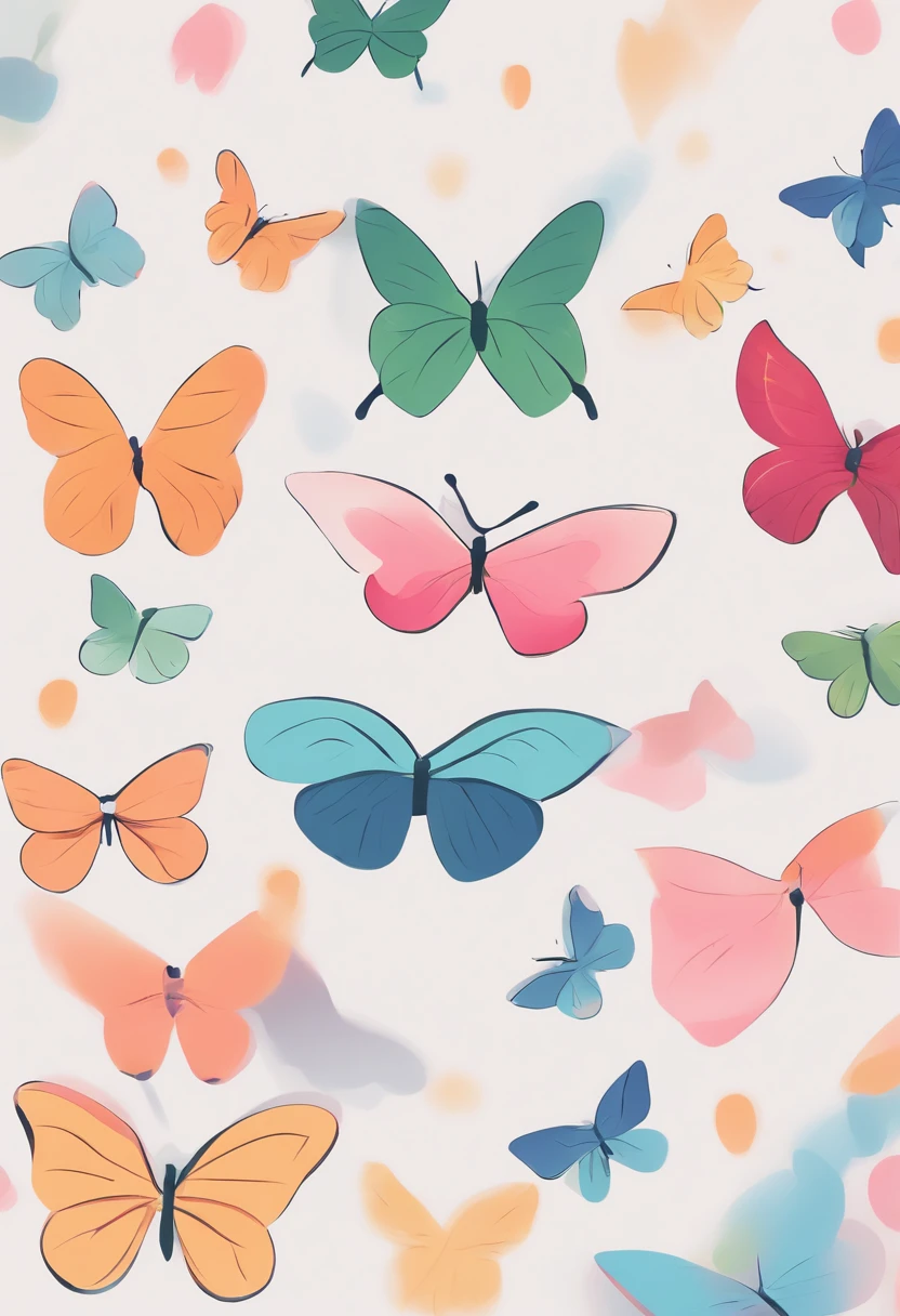 lovely art style, Butterflies spreading their wings, Brilliant and colorful wings,the detail, 4k manga wallpapers, Cute detailed digital art, cutecore, adorable digital art,Outline the wings