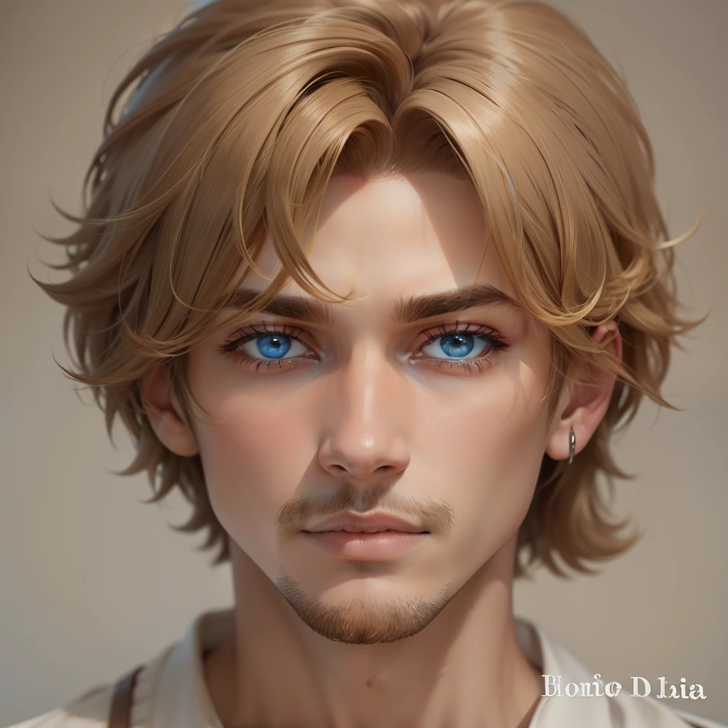 Hombre, with medium blonde and brown hair, ojo de diferentes color (Brown and blue)