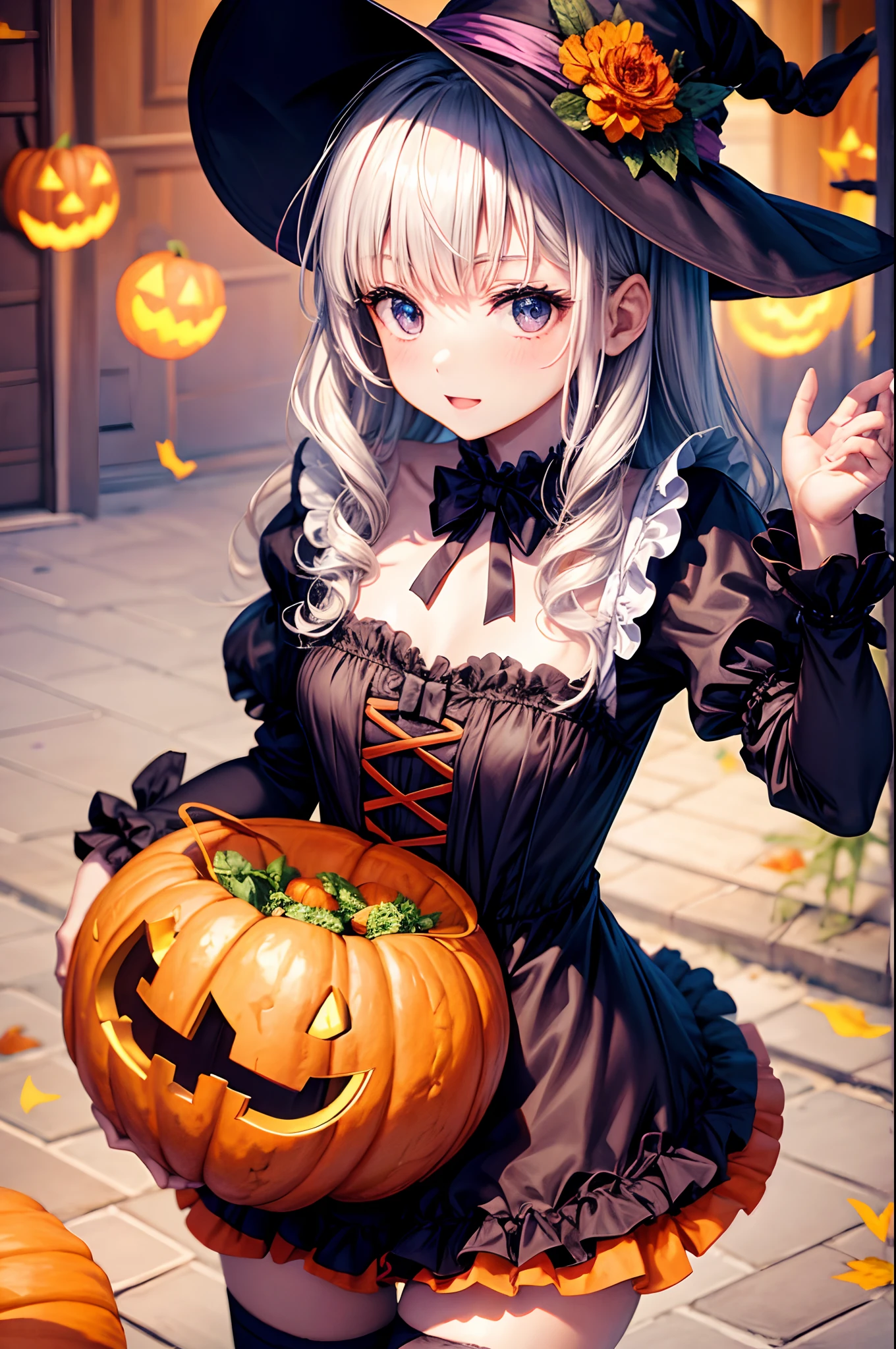 Girl in lots of frills Halloween Mike sleeves Halloween fall autumn spooky