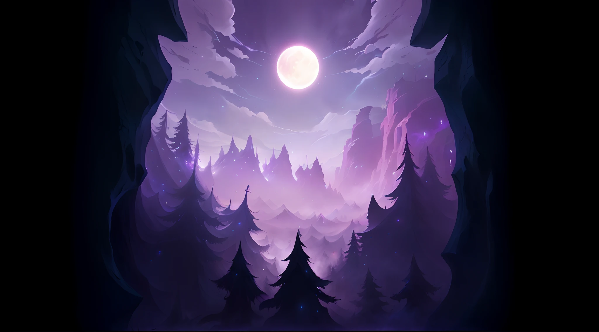 there is a cartoon picture fantasy game art style, epic fantasy digital art style, an ominous fantasy illustration, epic fantasy art style, digital 2d fantasy art, detailed digital 2d fantasy art, digital fantasy illustration, background art, night forest background, jen bartel, night in the forest, owlbear, style of duelyst