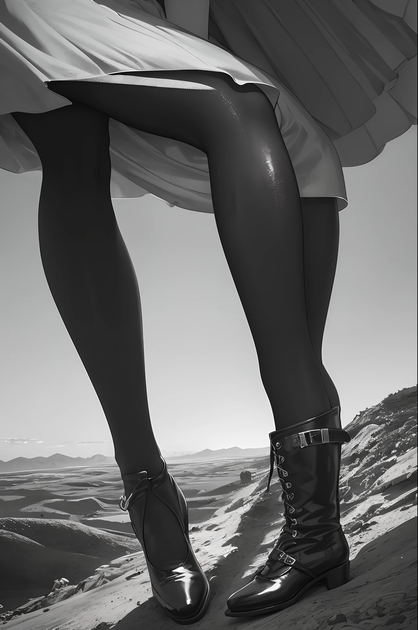 (Full body:1.5),(1girl in:1.3),(view the viewer:1.4),(anatomy correct:1.4),(Sitting at the top of a mountain:1.2),(Wearing a nurse set:1.2),(Opaque pantyhose:1.3),( The girl pointed out thick heels :1.1),(Accurate and perfect face:1.3),(Long legs:1.3),hyper HD, Ray traching, reflective light, Structurally correct, awardwinning, high detailing, Lighten the shade contrast, Face lighting ,Cinematic lighting, masutepiece, super detailing, High quality, high detailing, Best Quality, 16 K,High contrast,Queen, boots, Black long boots