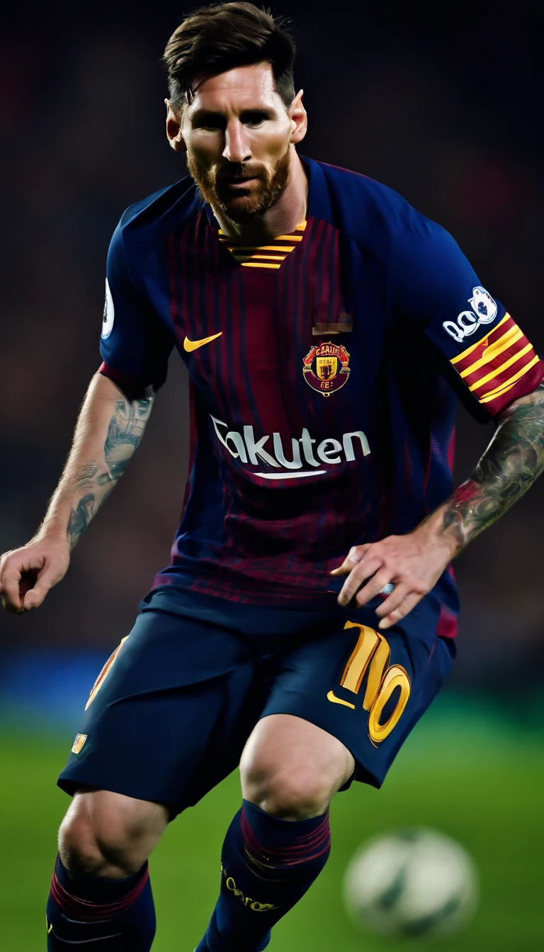 Lionel Messi jogando Soccer vestindo uniforme do Manchester city