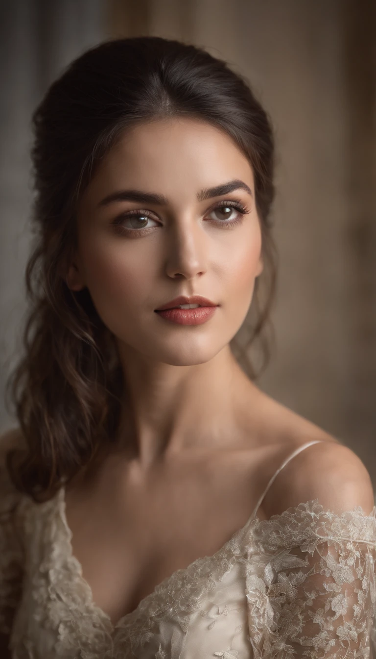 Fotos cautivadoras tomadas en un entorno de estudio, con mirada hacia la camara Exhibiendo modelos indios con una elegancia impecable. The backlit configuration is、Add a touch of mystery, Proyectar la silueta de un modelo sobre un fondo claro. The details of the model's face are beautifully emphasized, Ojos color avellana, especially those who retain a sense of depth and emotion. The scene is bathed in film lighting, Create an intimate and charming atmosphere.