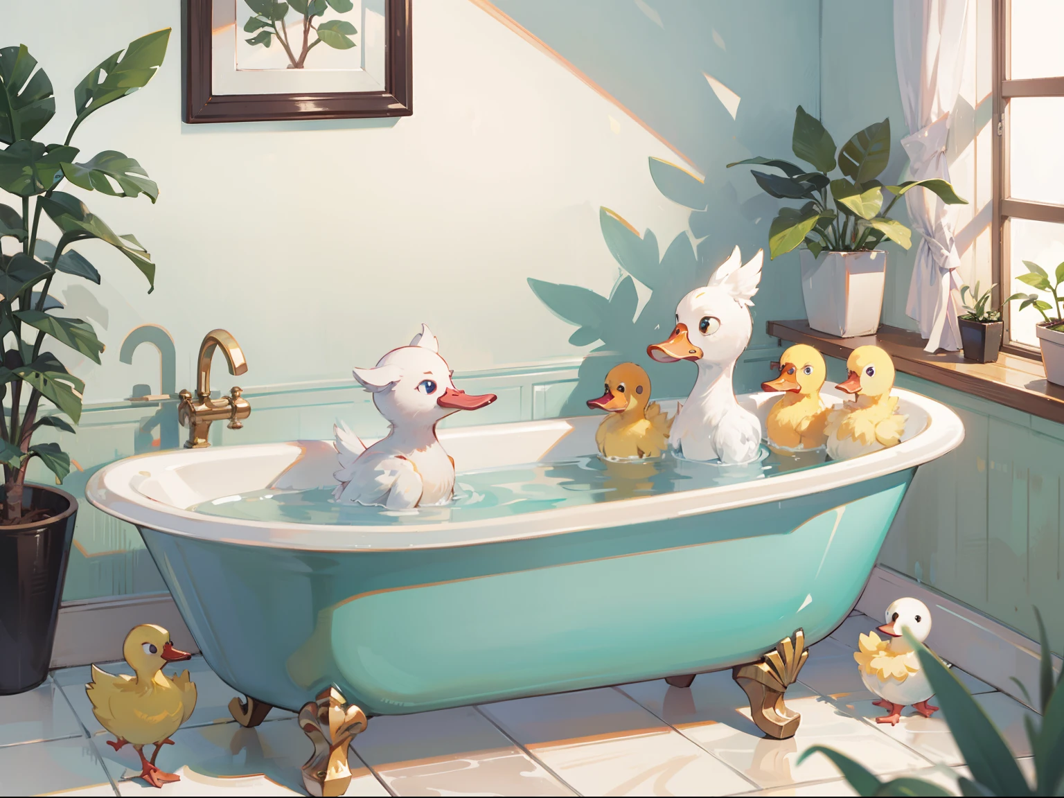 duck in the bathtub.