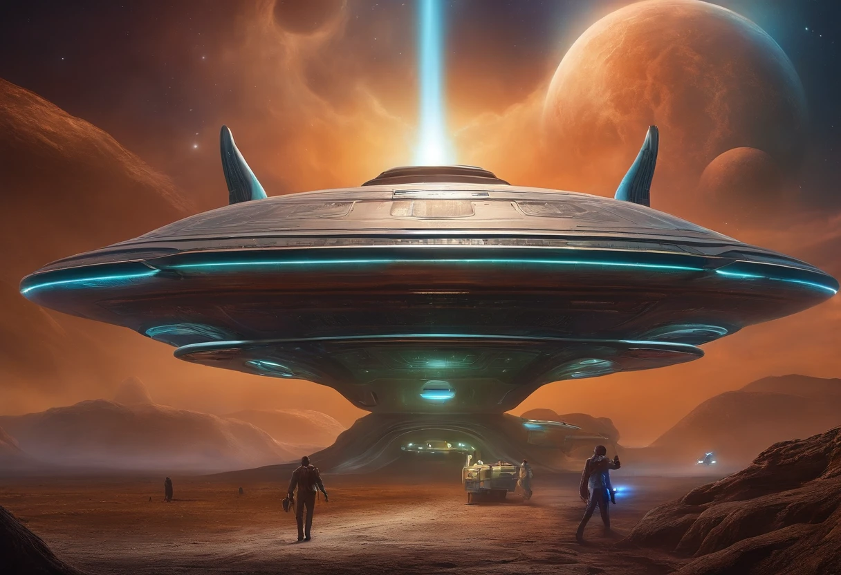 "Extraterrestrial beings disembarking from their supernatural spaceships."