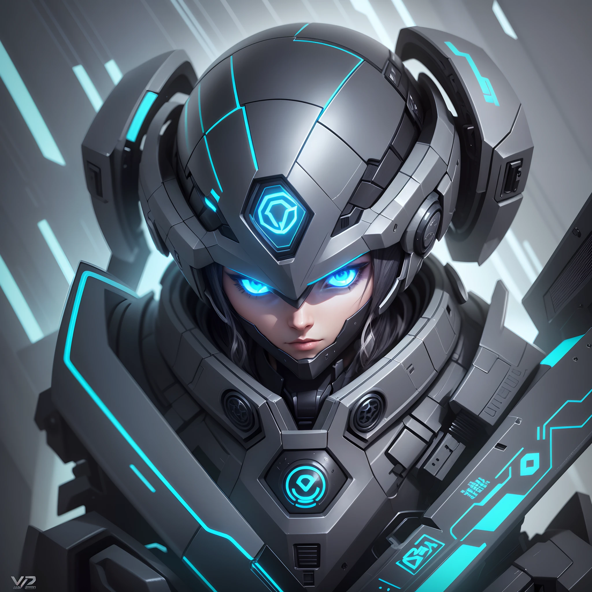 a striking gaming logo for 'Cypher' in Valorant that embodies the stealthy, tech-savvy persona of the character. Incorporate elements like a futuristic surveillance camera, digital circuitry, and the iconic 'eye' symbol associated with Cypher's abilities. Use a color palette that blends deep blues, neon greens, and sleek metallic grays to convey the high-tech theme. Ensure the logo exudes a sense of mystery and tactical prowess, capturing the essence of the character's gameplay. --auto --s2