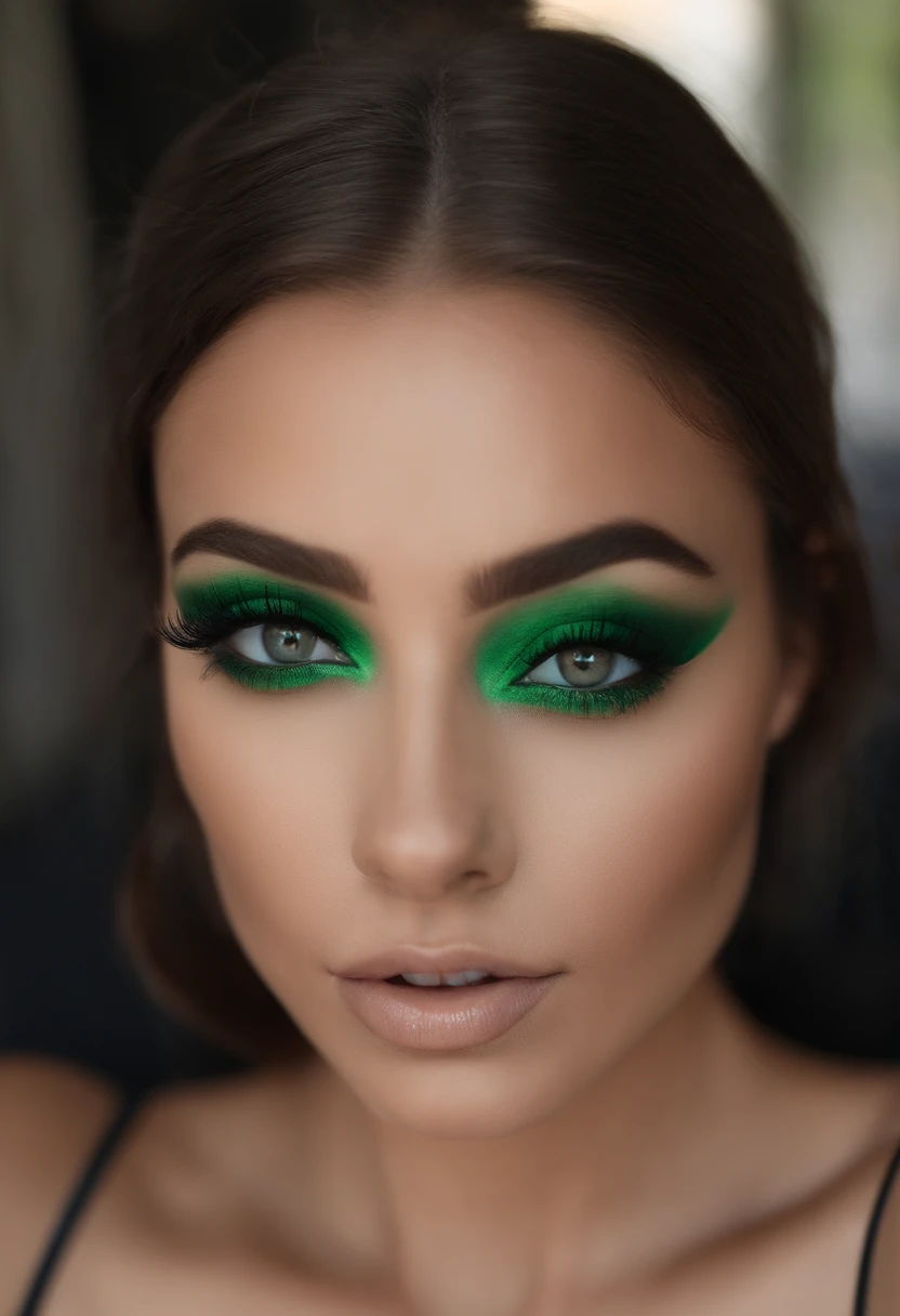Arafed Mujer con una camiseta blanca sin mangas y un collar, Chica sexy con ojos verdes, Retrato Sophie Mudd, brown hair and large eyes, selfie de una mujer joven, Ojos del dormitorio, Violeta Myers, sin maquillaje, Maquillaje natural, staring directly into camera, cara con artgram, maquillaje sutil, Impresionante foto de cuerpo completo, penetrantes ojos verdes,Completely naked show her