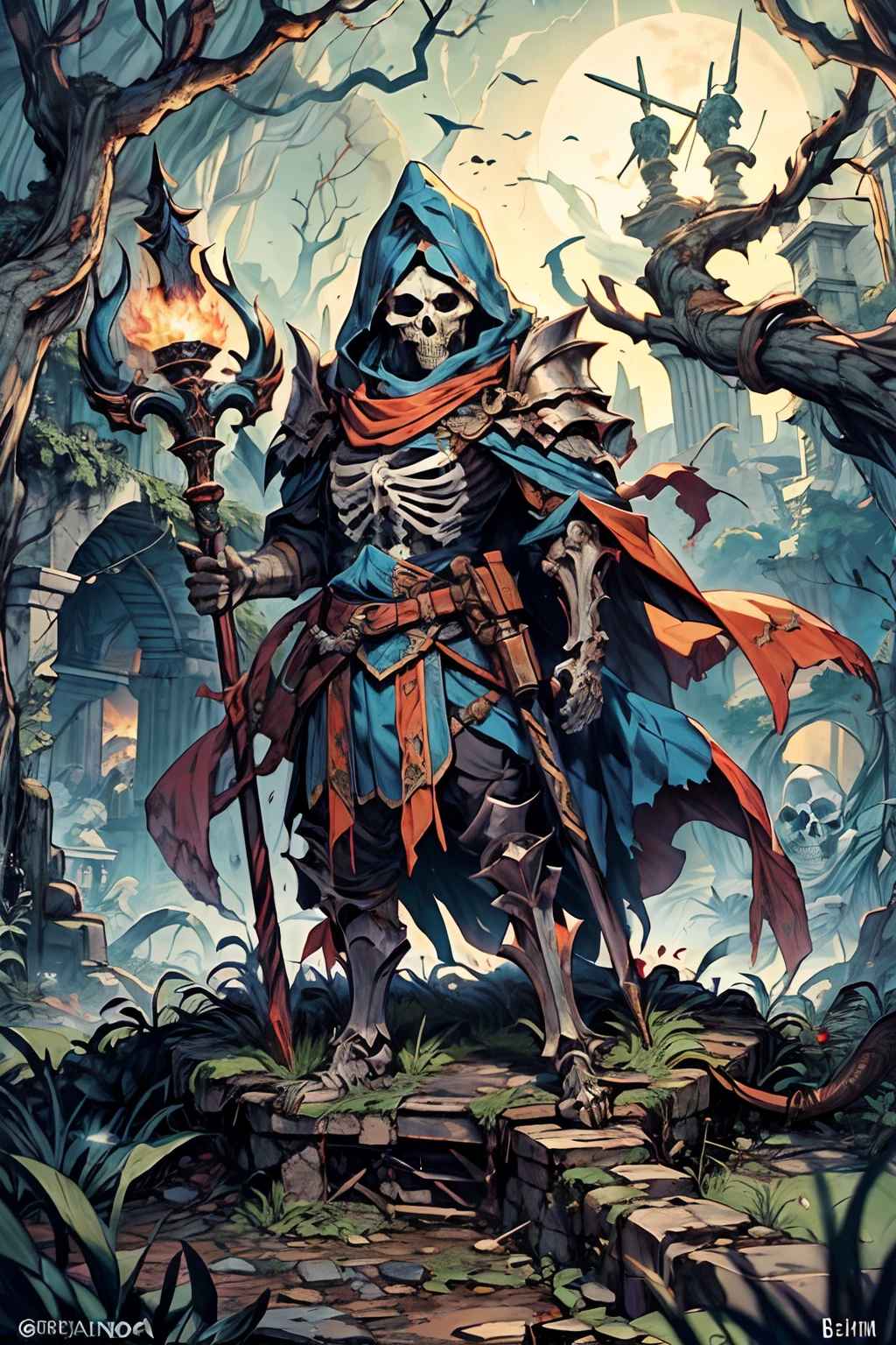 A melhor qualidade de imagem, master part, super high resolution,
quebrar
"Imagine uma cena de lich arrepiante, Standing atop an ancient tomb, envolto no brilho sinistro da lua cheia. He is dressed in a dilapidated robe, Enferrujado de vez em quando e desgastado em batalhas, with a skull-shaped staff, que brilha sinistramente ao luar. BREAK In One Hand, The warrior holds the staff angrily while the other hand is outstretched, como se te aproximasse. Tomb under richly decorated figure, with intricate sculptures of snakes and skulls, Gravado em pedra. The air is thick with the smell of decay and ancient magic, It was as if the tomb itself had come to life with a dark force. Os olhos do guerreiro esqueleto brilham com uma luz sobrenatural, and you can almost feel the weight of his gaze on you. INTERVALO Em segundo plano, a silhueta de uma floresta assombrada se aproxima, with gnarled trees and gnarled branches, reaching for the sky, Like skeletal fingers. The tomb itself is located on a cliff overlooking the rough sea, Ondas, batendo contra as rochas muito abaixo. This image captures the essence of dark fantasy and evokes a sense of foreboding, As if the warrior skeleton were a harbinger of death, Guardando Segredos, buried in an ancient tomb."