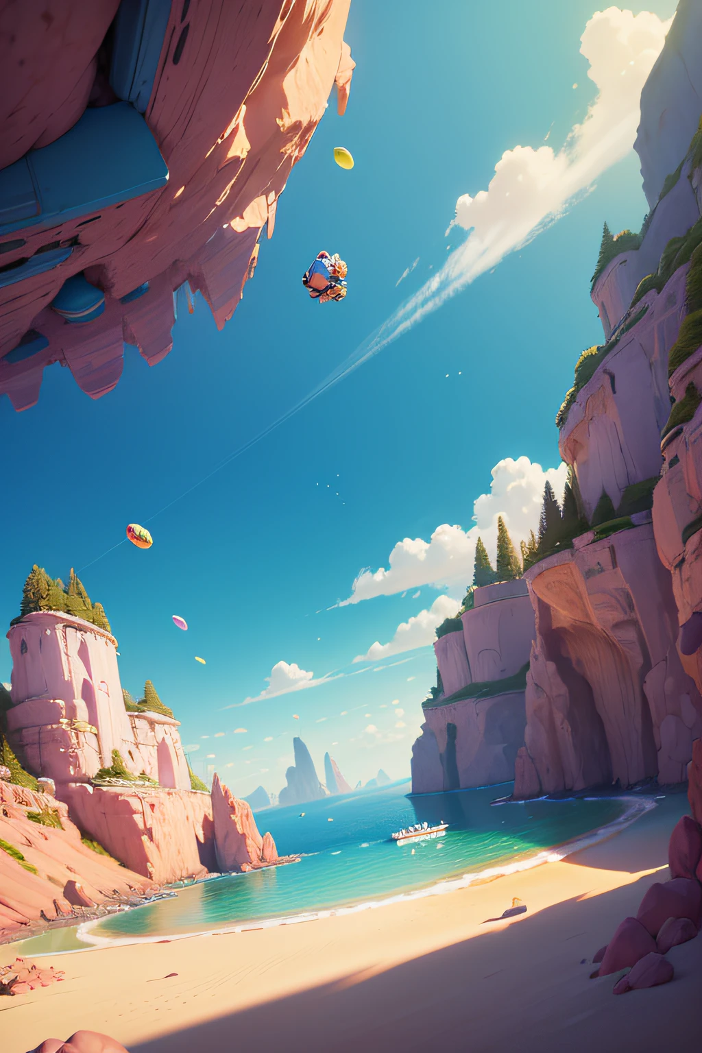 in the style of Disney and Pixar animation studios, Pastel, Lemming, Precision, Action-packed, Vertical [, candy meadows: 5][, Ismail Inceoglu: 15][, realistic detailed iris eyes: 12][, holding chocolate, about to bite:10][, bright colorful eyes:12][, tasty candy growing in the grass:12][, sprinkles on the ground:15]