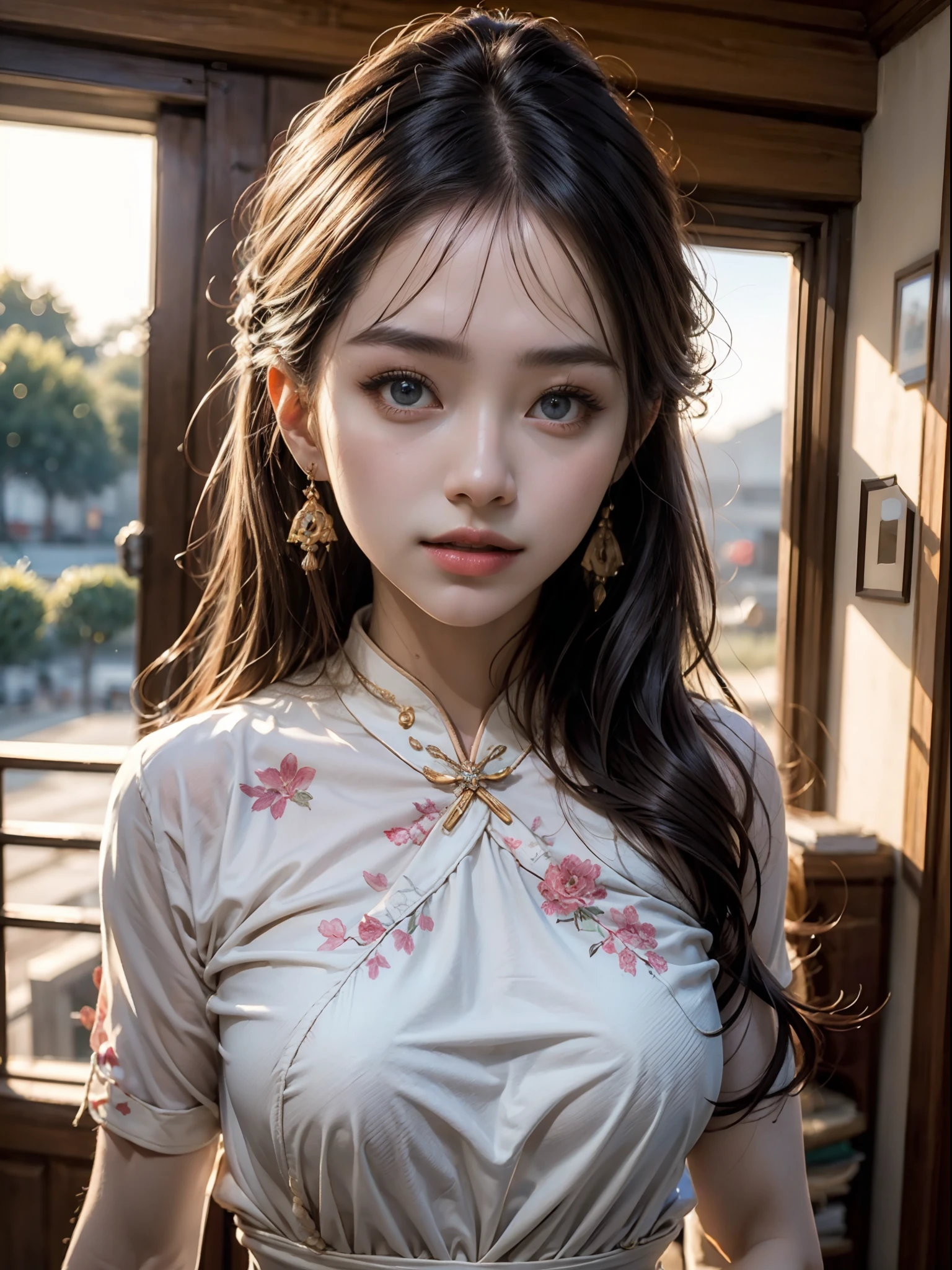 captivating photorealistic portrait,personified as a young woman with Asian features,Smooth, flawless skin with a touch of light makeup,a cute young girl sitting in front of an ice cream shop, wearing a red t-shirt and a purple skirt above the knees, beautiful detailed eyes, beautiful detailed lips, extremely detailed face and eyes, long eyelashes, soft natural lighting, photorealistic, 8k, high quality, detailed, beautiful, kawaii, sweet, adorable, innocent, joyful, vibrant colors, warm tones, realistic skin, realistic face, realistic body,lee so jin