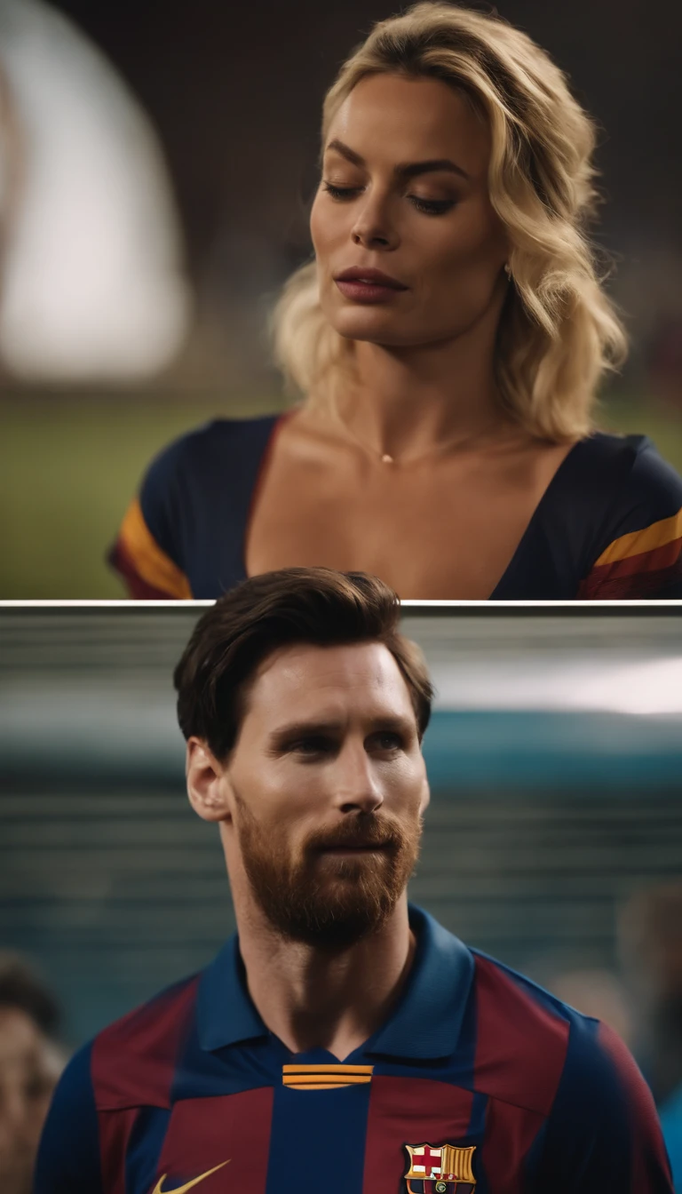 Margot Robbie beijando o Lionel Messi