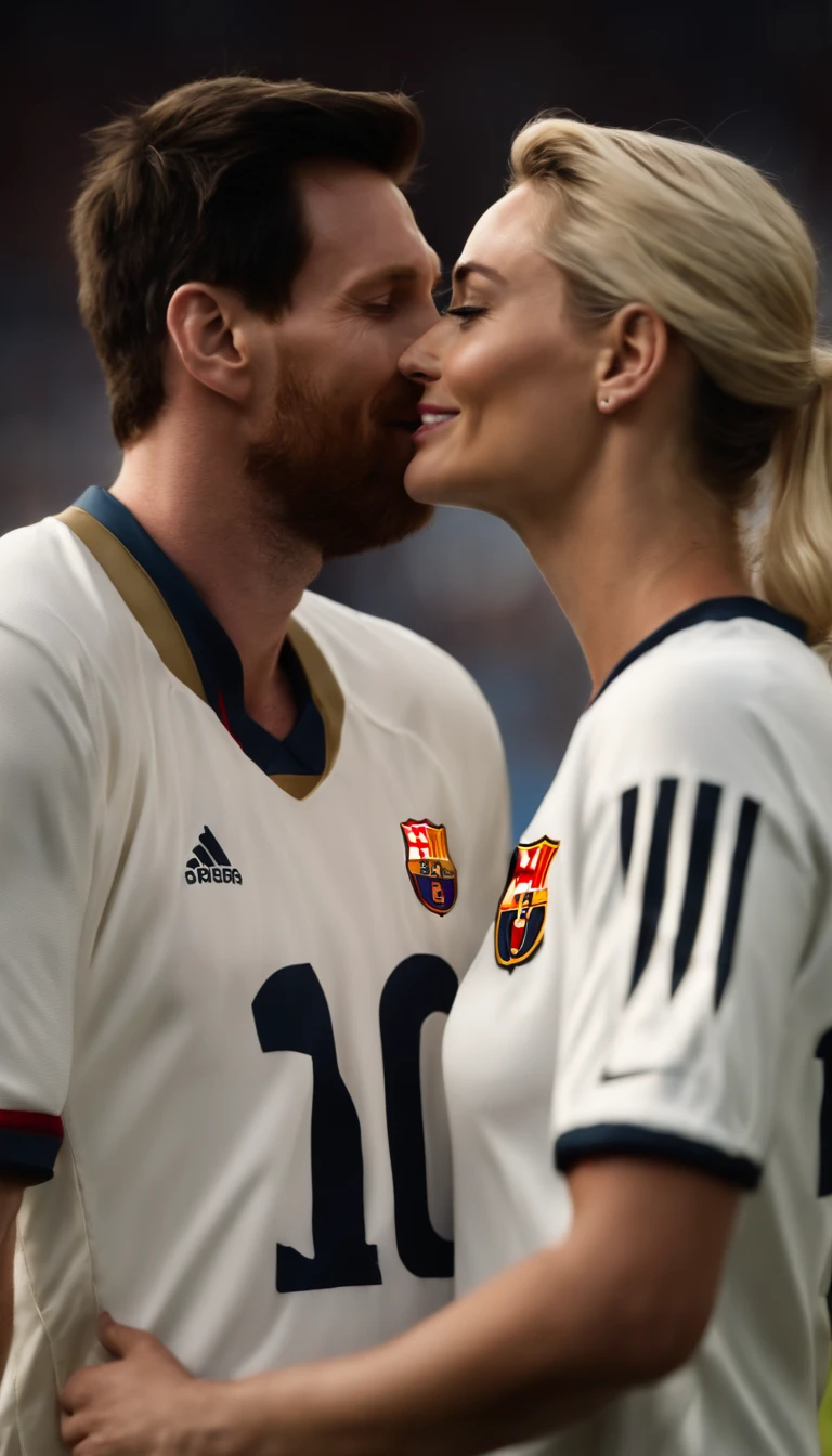 Margot Robbie beijando o Lionel Messi