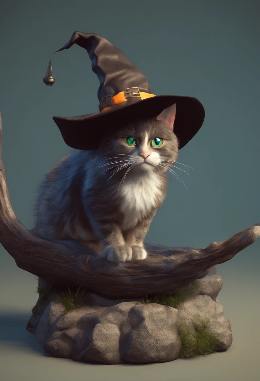 a close up of a cat wearing a witch hat sitting on a rock, cat witch, witchy, oil painting of cat witch, scarry but bewitching, witch, with bewitching eyes, classical witch, with a bewitching voice, bewitching, witch fairytale, a witch, black cat, anime cat, blue witch hat