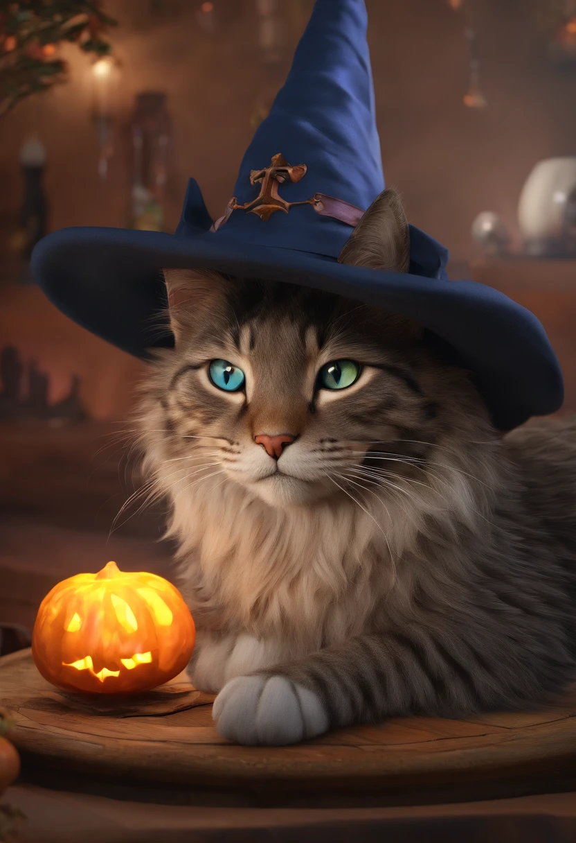 a close up of a cat wearing a witch hat sitting on a rock, cat witch, witchy, oil painting of cat witch, scarry but bewitching, witch, with bewitching eyes, classical witch, with a bewitching voice, bewitching, witch fairytale, a witch, black cat, anime cat, blue witch hat
