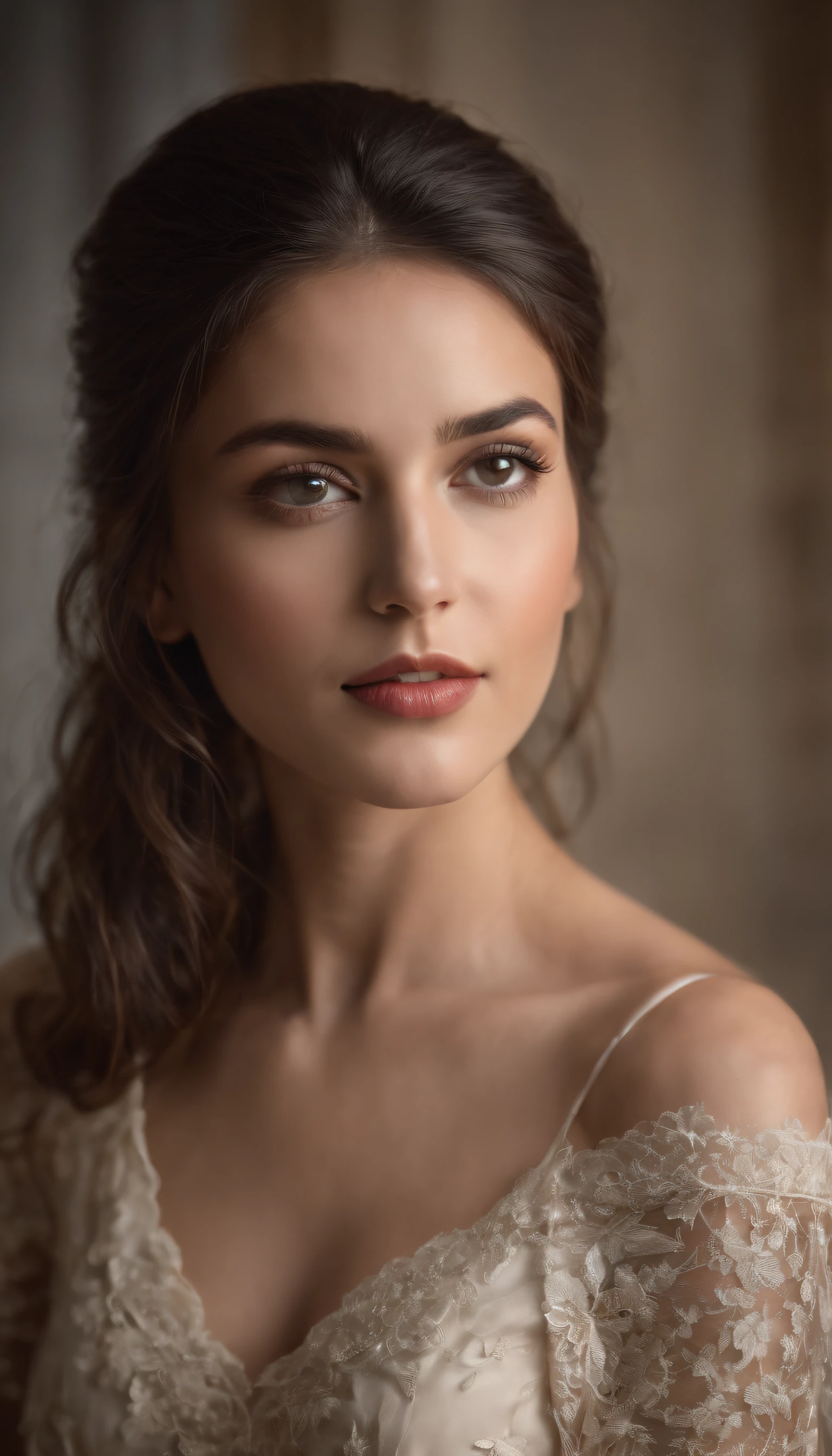 Fotos cautivadoras tomadas en un entorno de estudio, con mirada hacia la camara Exhibiendo modelos indios con una elegancia impecable. The backlit configuration is、Add a touch of mystery, Proyectar la silueta de un modelo sobre un fondo claro. The details of the model's face are beautifully emphasized, Ojos color avellana, especially those who retain a sense of depth and emotion. The scene is bathed in film lighting, Create an intimate and charming atmosphere.
