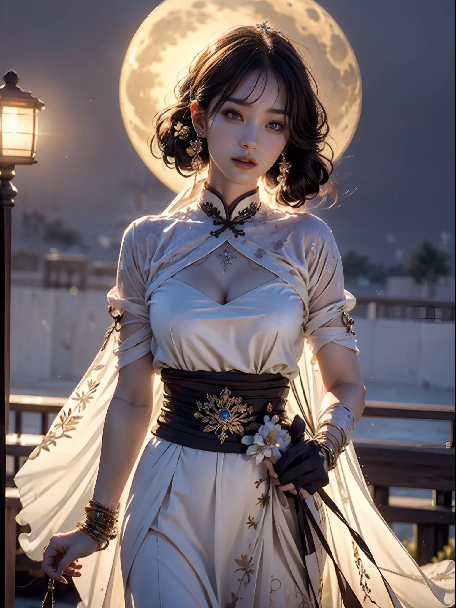 UHD, Masterpiece, High Quality, High Detail, Top Quality, Hi-Res, HD, 16k, 8k, 4K, Award-Winning BREAk, Realism, Depth of Field, Cinematic Lighting, Backlight, Symmetry, Bokeh, f/1.8, Eye Level Shot, 35mm, Hasselblad, Very Delicate and Beautiful, Very Detailed, Amazing, Fine Detail, Masterpiece, Best Quality, Official Art, Absurd, Incredibly ridiculous, Ultra detailed, High Definition, Very detailed, Beautiful detailed girl, (Cowboy Shot: 1.25), Break, Hair behind the ears, Very detailed eyes and face, Beautiful detailed eyes, Face light), (Fantasy themed clothes: 1.3), Detailed clothes, (black long straight hairstyle: 1.2), detailed hair, (slender: 1.15), perfect anatomy, perfect proportions, (Ancient Chinese city background: 1.25), detailed background, (looking at the viewer, facing the viewer: 1.15), ((seductive model pose)), (((dynamic pose))), cinematic lighting, NSFW.