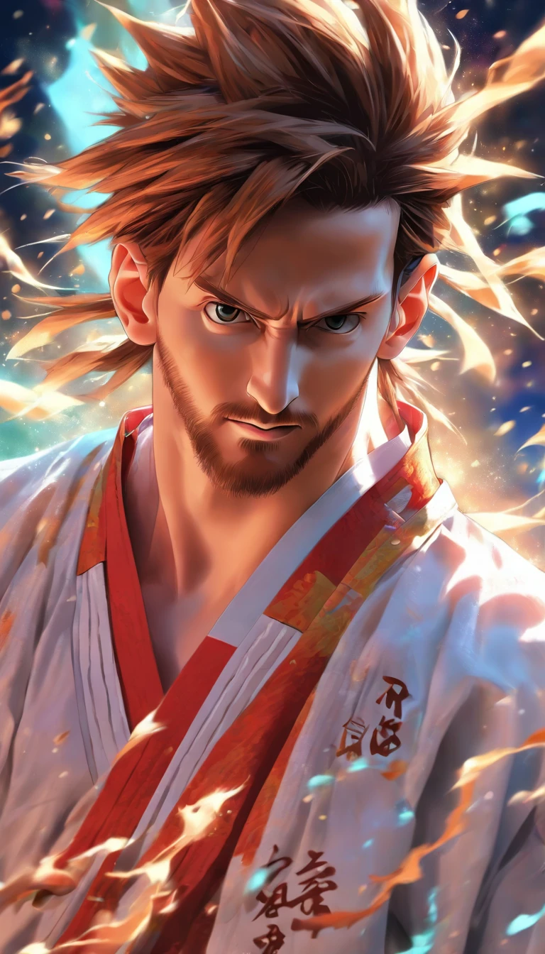 Lionel Messi wearing a karate kimono