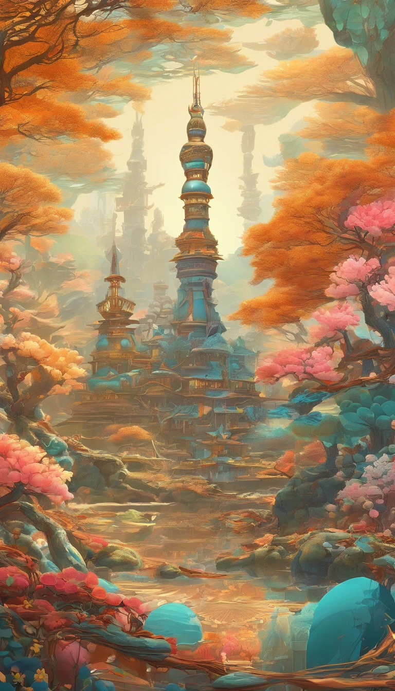 Colorful steampunk transparent landscape embroidery color ink pattern porcelain bottle front panoramic body view,The style of Jingdezhen porcelain,The bottles are embossed and carved into colorful mechanical parts,The main body is made of gold wire windings,Colorful glazes, Photography。Real light and shadow,refractions,Reflection,High light transmittance,lightand shade contrast, High contrast,Extremely dispersed,intricately details,8K rendering,Art Station and Pixiv trends. Epic picture, the wallpaper,Filmquality,Intricate and deep details,Strong sense of three-dimensionality. Created by Giger, Artgerm and Greg Rutkowski, Alphonse Mucha, CGSesociety.