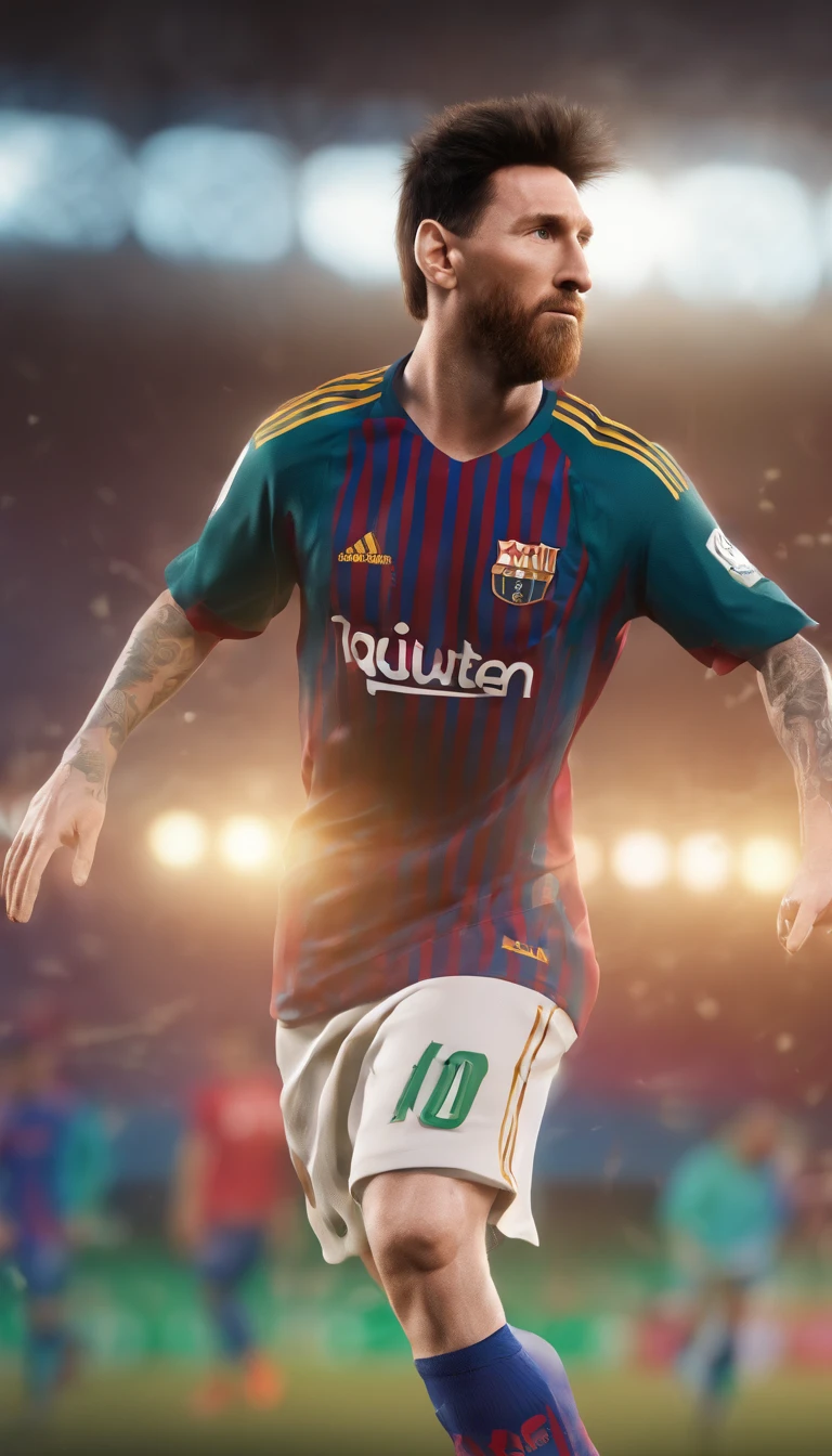 lionel messi in pink football kit, (geometric mosaic:1.4), (digital art style:1.4)