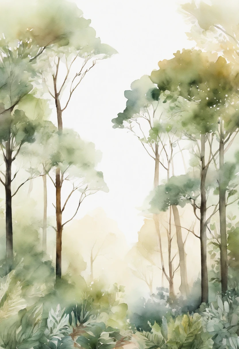 (best quality,high-res),pattern,very small individual forest Thicket,transparent white background,delicate colors,watercolor
