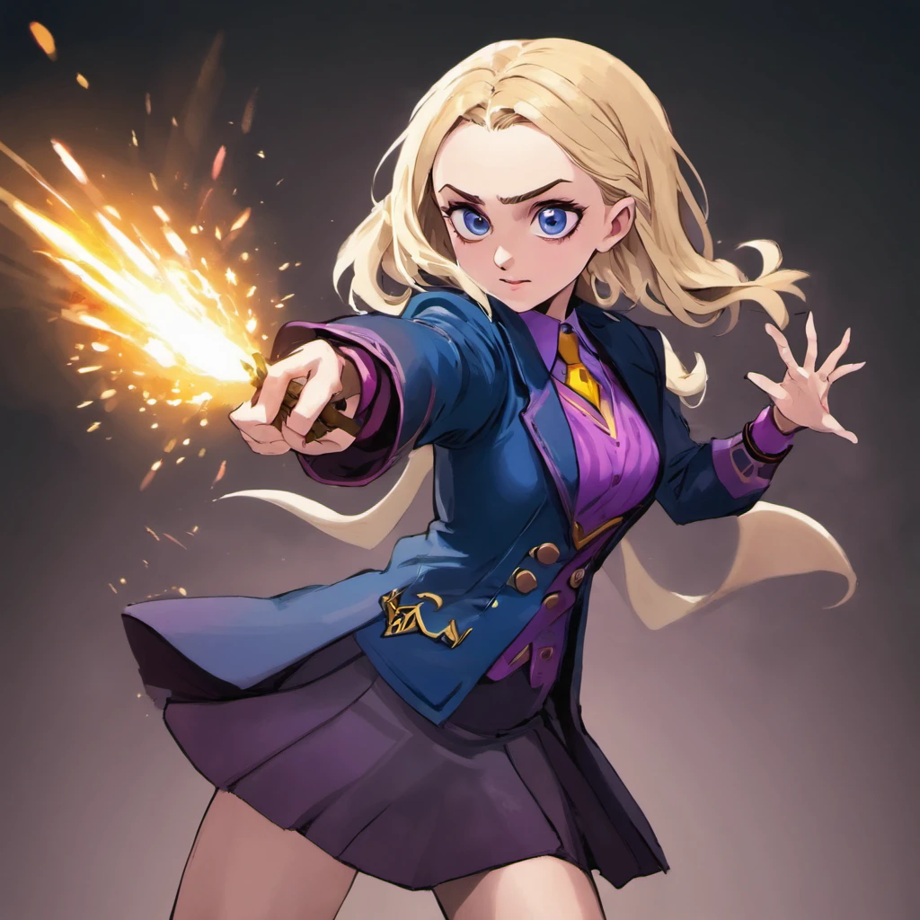 Evanna Lynch  Luna Lovegood from the movie "Harry Potter" in a fantasy war costume, war pose, combat stance, mortal combat, realism