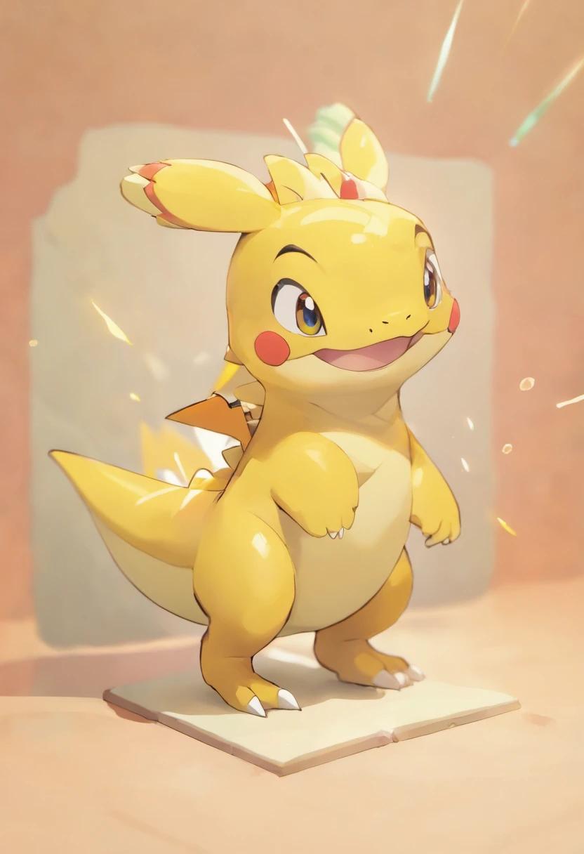 Cute cartoon dinosaurs，Popmart blind box，claymaterial，Bright background，arte 3D，depth of fields，pixar trend，hyper realisitc，Ray traching，Complicated details，animation lighting，full bodyesbian，standing on your feet