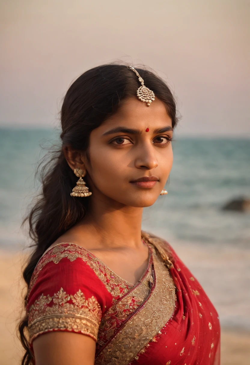 Indian girl , Peitos grandes, na praia