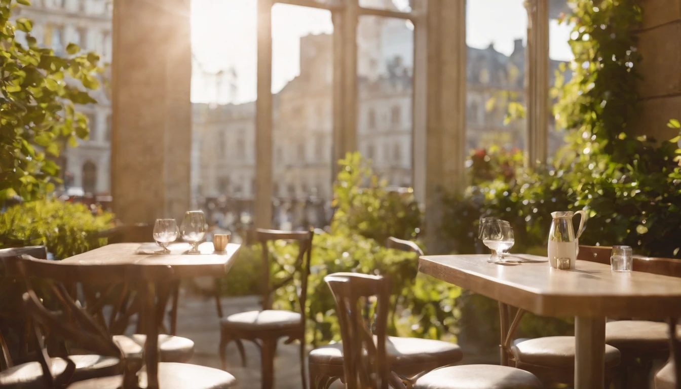 restaurant, salle a manger, bistrot parisien, populaire, homme cinquantenaire, femme trentenaire / blonde, il pleut dehors, goutes sur les fenetres