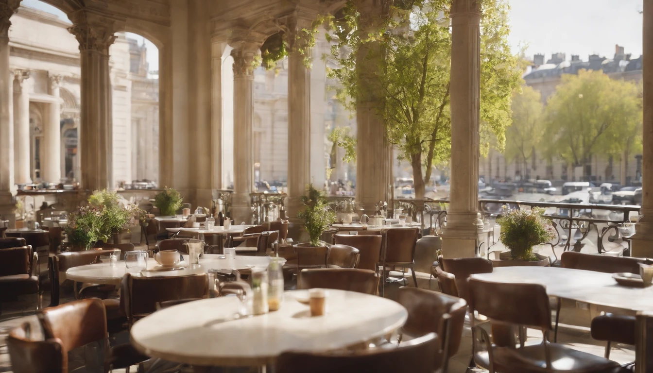 the met,Spring sunshine,early afternoon,Stylish café