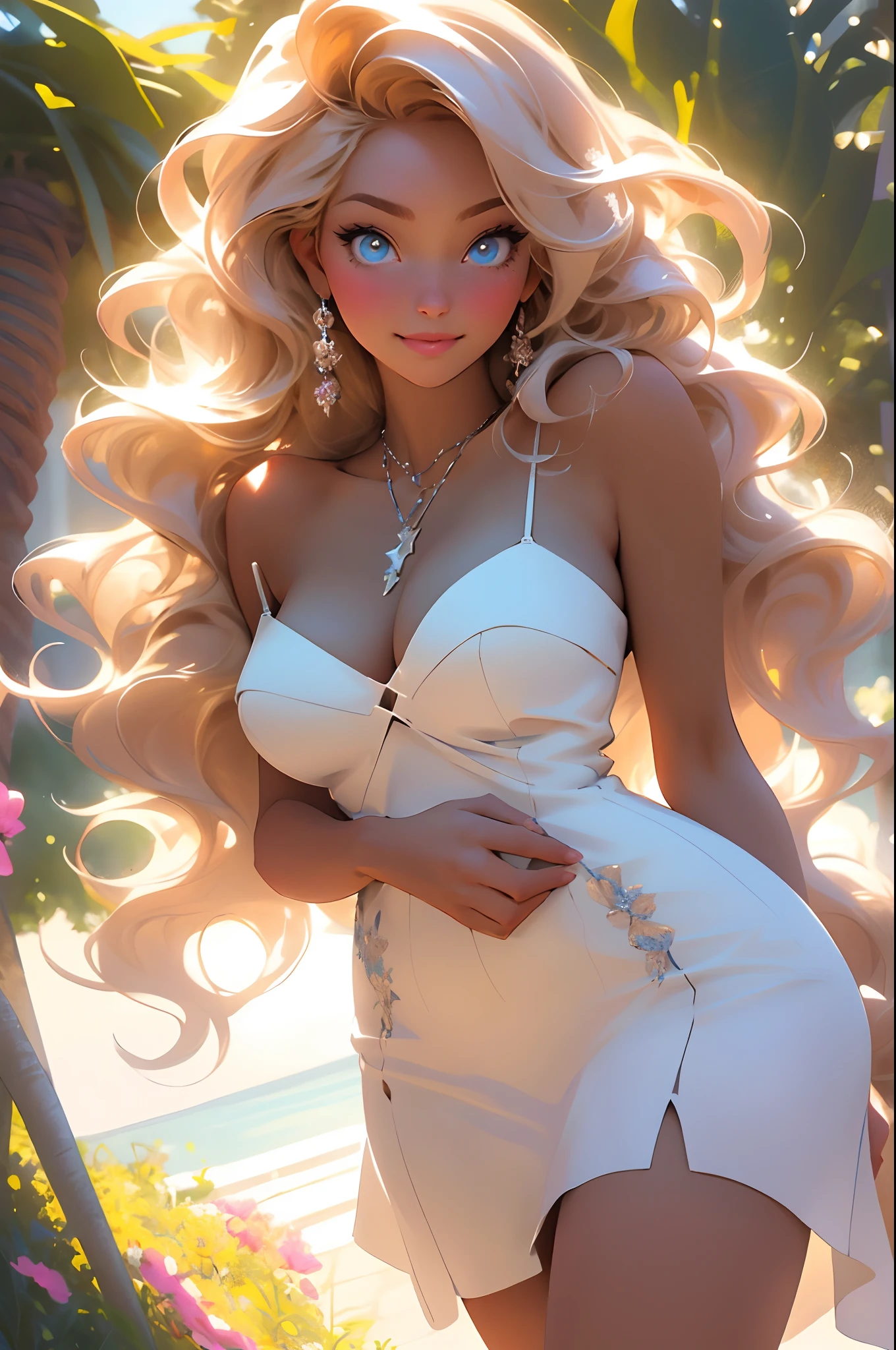 melancholy lighting, quiet, calm, brightness, masterpiece, best quality, 1girl, (JinxLol:1.2), (ultra photorealistic:1.3), (MASTERPIECE:1.4), best quality, ((realistic)), high quality, ultra detailed, ((Real image)), ((realistic skin)), ((realistic face)),(illustration:1.05), (beautiful:1.05), (beautiful detailed eyes:1.05), (cinematic light:1.1), Full body, precise proportions, 18-year-old girl, curvy model going shopping, standing around luxury stores showing her BIG ROUND ASS, hair BLOND fluttering in the wind, tulle, long legs, feet slightly open, buttocks, blush, shyness, collarbone, abdominals, double weave, beautiful and delicate face, fair skin, real skin, (face detail), pores, super high resolution, 8k, parameters Best quality, masterpiece, super high resolution, (Realistic 2.0), More details, detailed skin, beautiful dress showing curves, wide smile, white teeth, curly hair BLOND voluminous, PERFECT WELL DESIGNED EVEN eyes, girlfriend, beautiful, beautiful, flowers, studio lighting.