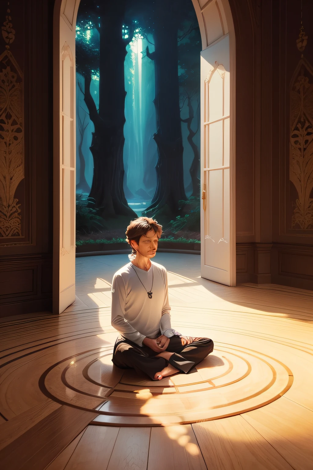 a guided meditation by Eckhart Tolle in a tranquil setting]