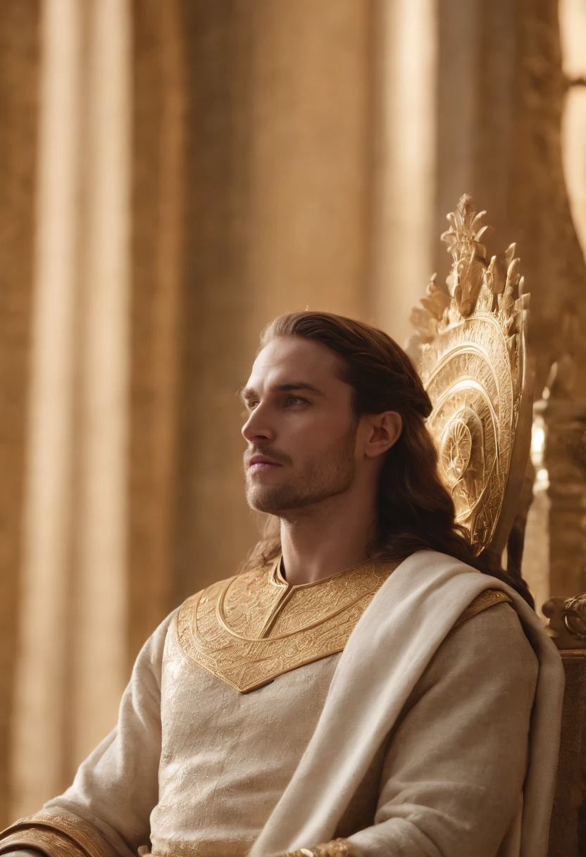 Imagem de um homem sentado em um trono, crown on her head, cercado por mulheres, ainda de um filme de fantasia, imagem promocional do filme, filme de fantasia ainda, epic scene of zeus, biblical epic movie, estilo fantasia 8 k octane render, sentado em um trono de ouro, sentado no trono de ouro, Directed by: Zlatyu Boyadzhiev, cena de Duna 2 0 2 1 filme