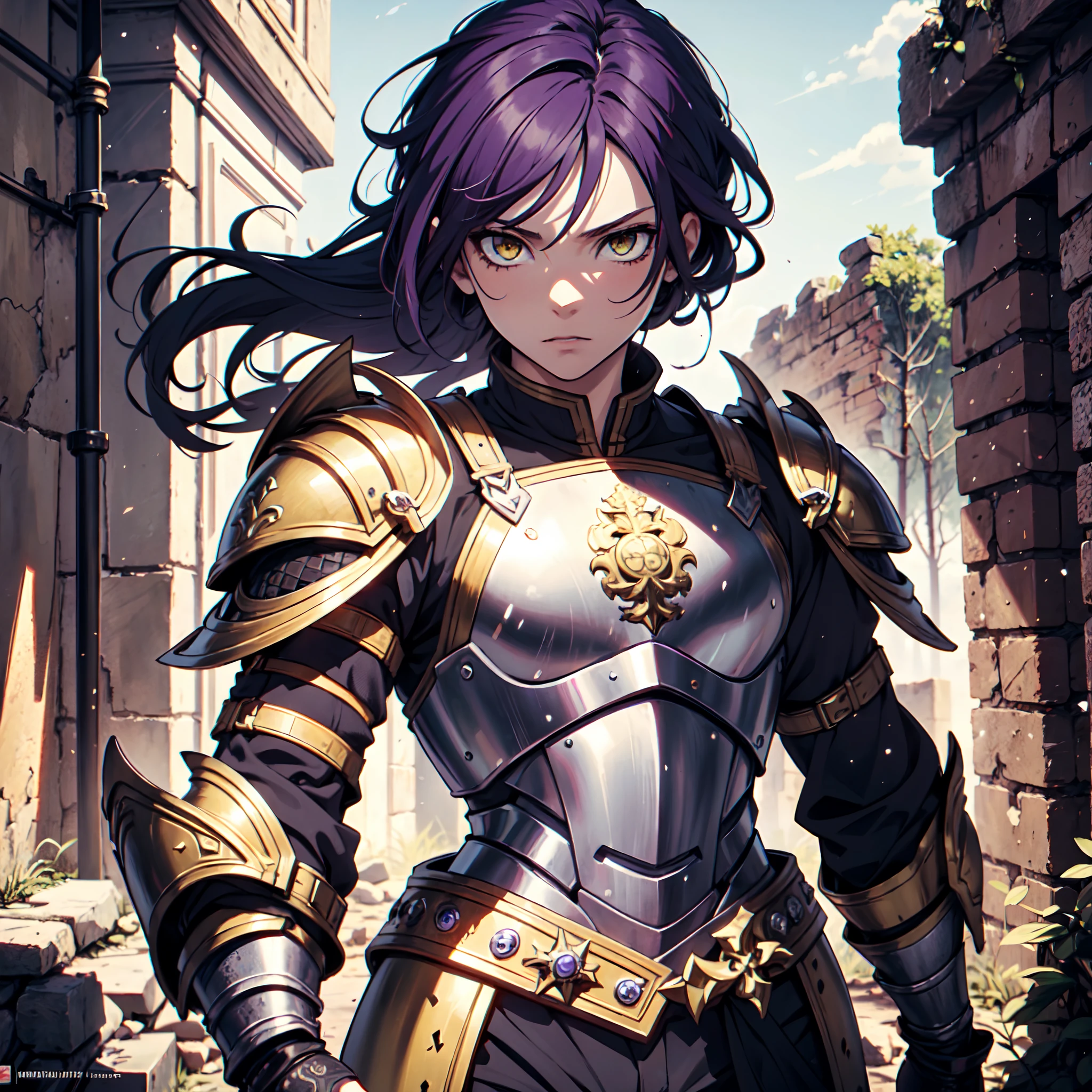 Ultra High Definition,
Ultra High Quality,
Hyper Definition,
Hyper Quality,
Hyper Detailed,
Extremely Detailed,
Perfectly Detailed,
Masterpiece,
8k,
1 Boy,
Anime,
Long Purple Hair,
Under Cut Hairstyle,
Solid Yellow Eyes,
Handsome,
Armored With Roman Emperor Armor,
Body Shot,
Ancient Roman Empire Ruins Background,