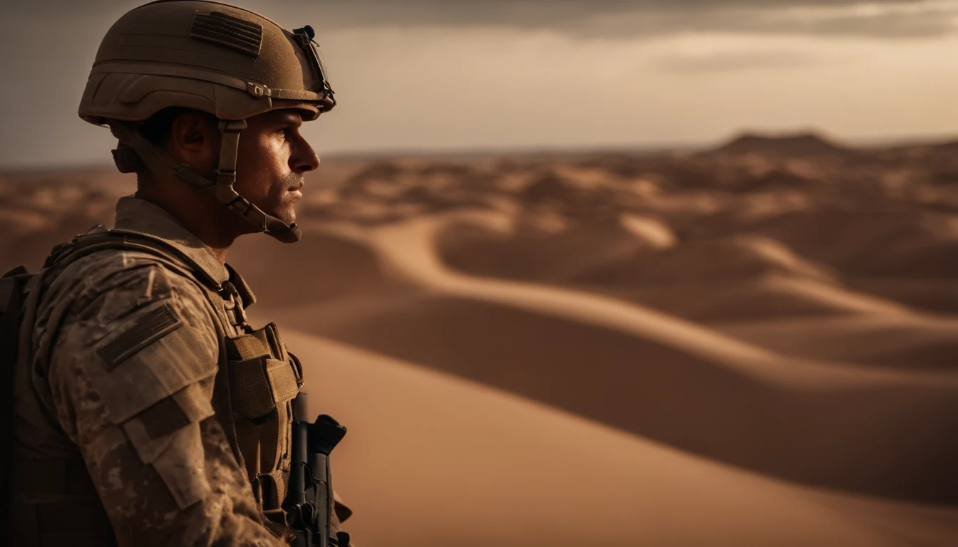 A desert,Lone soldier,hopelessness,Tragic