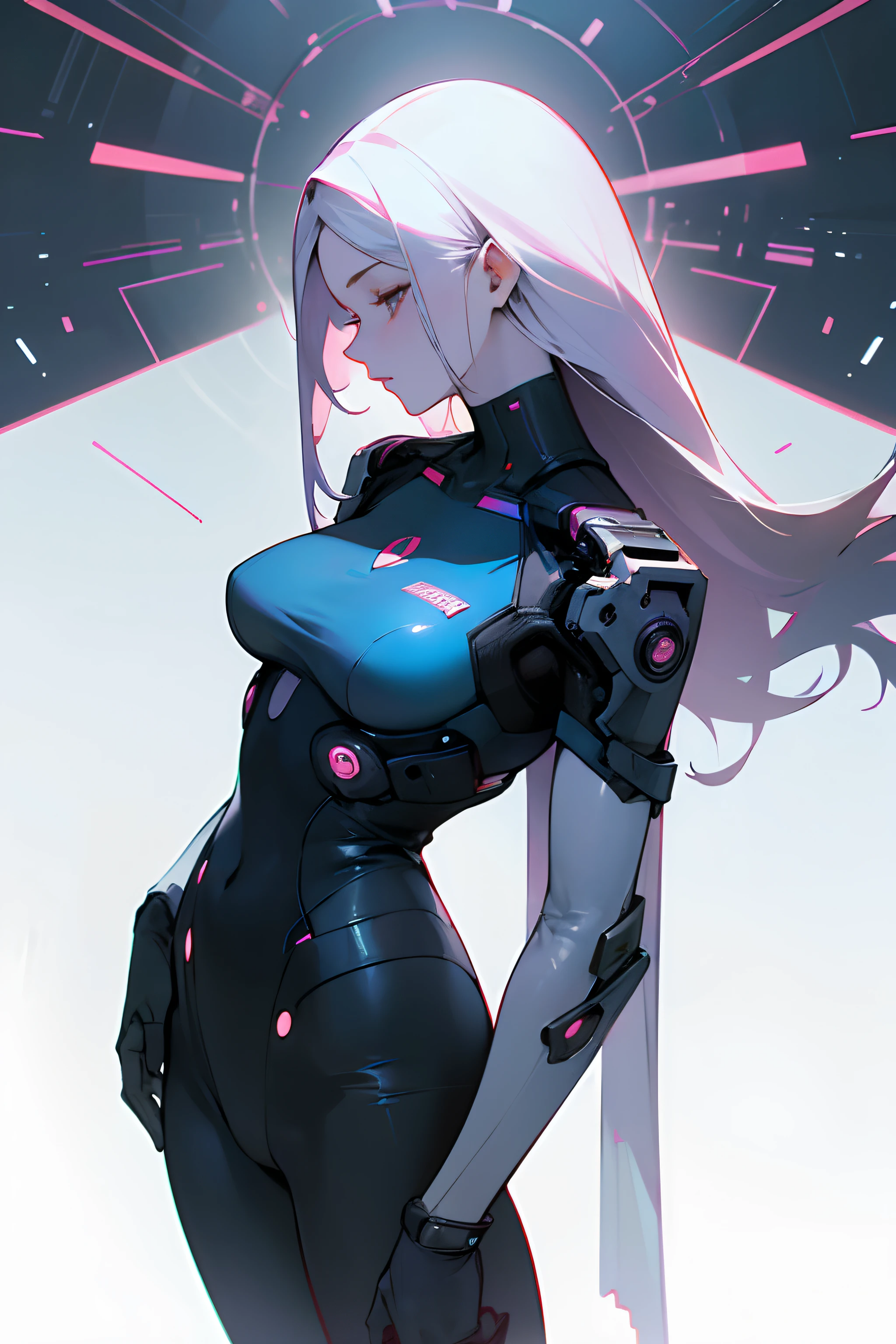(1girl:1.3), solo, __body parts__ delicate and realistic skin, pale skin, big, official art, unified 16k wallpaper, ultra detail, beauty and aesthetics, beauty, masterpiece, best quality, in cyberpunk city, fantastic atmosphere, calm color palette, peaceful mood, soft shadows, flight attendant uniform, glamour