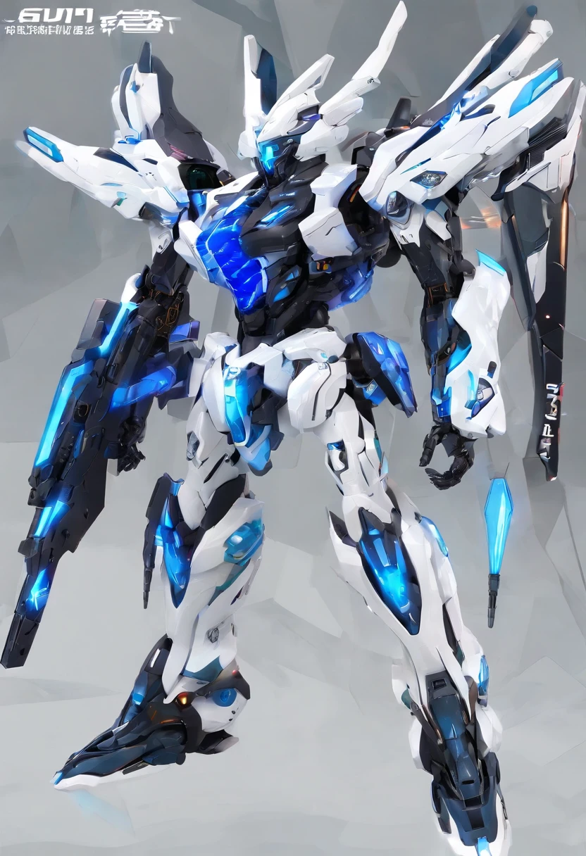 I'm happy to describe to you a sci-fi white-blue humanoid mech。This mech is called「God of the Aurora」，It represents unparalleled advances in future technology。

「God of the Aurora」The exterior is predominantly white and blue，The overall shape is streamlined and tall。Its body is covered with a crystal clear special alloy shell，Flashing with a faint light，It's like a flowing illusion。This shell is more than just decoration，It also has excellent defense capabilities，Resistant to extreme temperatures in a variety of attacks and environments。

The head of the mech presents a futuristic design，Two huge blue eyes illuminate everything around them in the dark。There are slender rays of light shimmering inside the eyes，Make it look more like stars from the depths of the universe。

The mech's body lines are compact and graceful，It gives a slim and strong feeling。It has a pair of huge wings on its back，It looks like blue-white wings made of high-tech materials。These wings not only offer superior maneuverability，It is also able to store energy，Provides lasting combat power for mechs。

The arm of the mech has an LCD screen，Various information and tactical data can be displayed。The ends of the arms are equipped with a pair of retractable energy swords，The sword body showed a dreamy light of blue and white。These swords cut any material by high-frequency energy oscillation，Possesses great destructive power。

「God of the Aurora」The leg design is stable and flexible，With highly intelligent joints，Able to walk freely on a variety of complex terrain。A powerful set of thrusters is also equipped under the legs，Enables mechs to traverse the battlefield at breakneck speeds。

All in all，This describes a white-blue humanoid mech「God of the Aurora」It is a powerful existence full of futuristic technology。It has a unique exterior design，Combines streamlined lines、Twinkling light and dreamy colors，It gives a visual shock。ao mesmo tempo，It is powerful，Excellent combat capabilities and mobility，Unmatched power on the battlefield of the future。